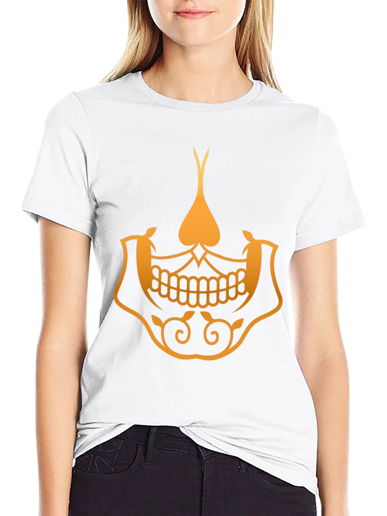 Golden Skull Spade Graphic Tee - Stylish Black T-Shirt