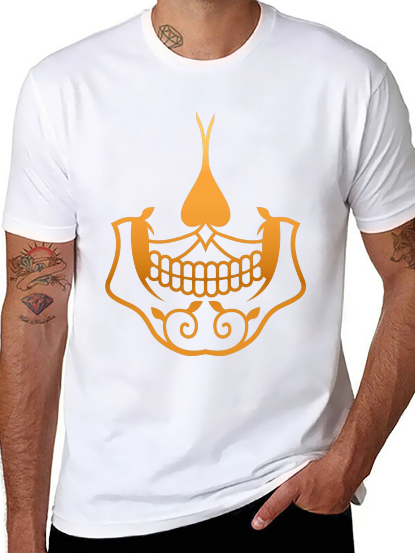 Golden Skull Spade Graphic Tee - Stylish Black T-Shirt