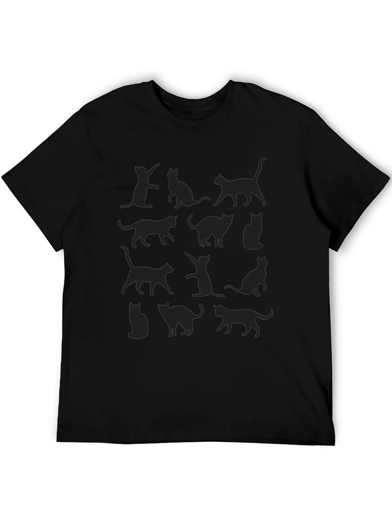 Cat Silhouette T-Shirt - Black Graphic Tee