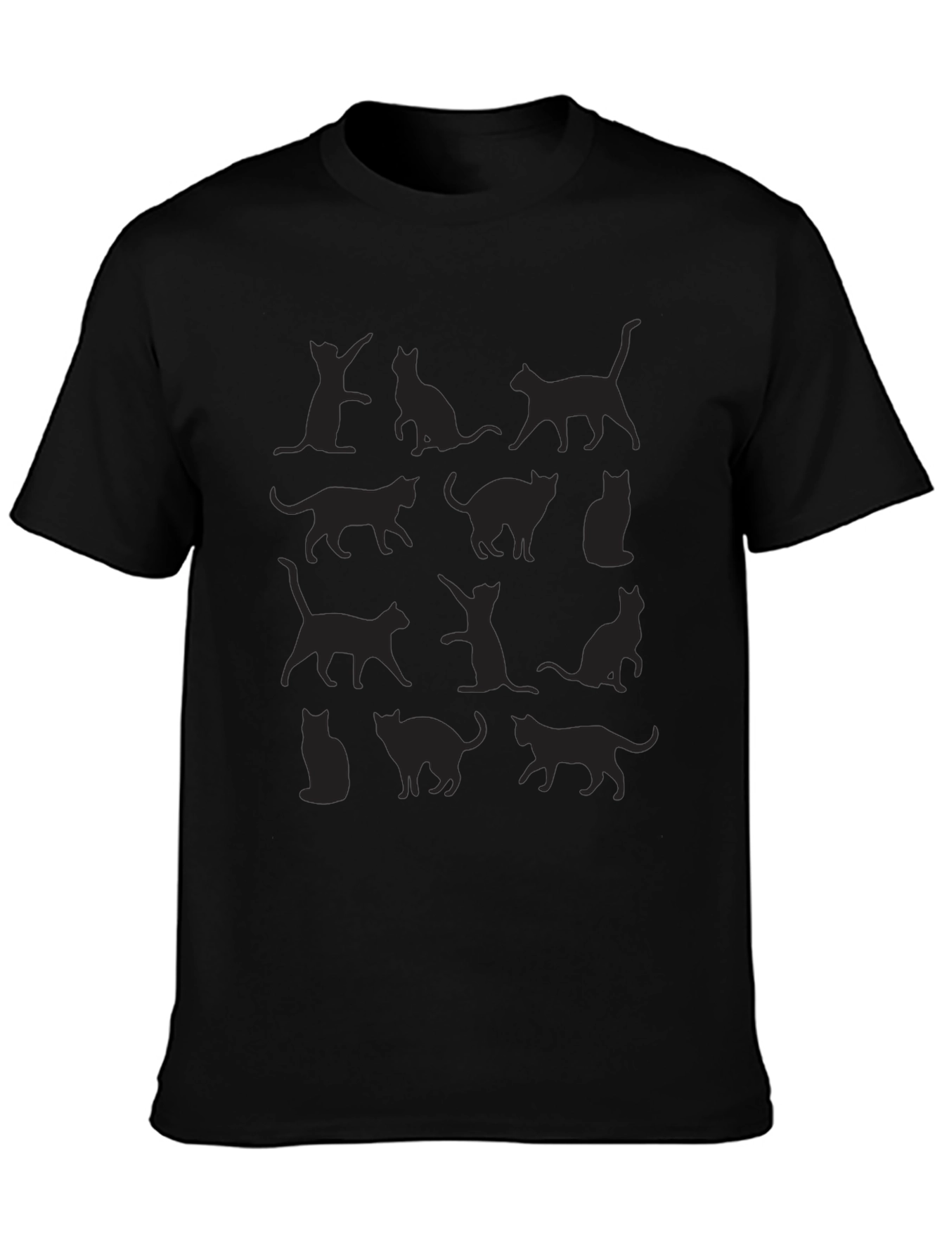 Cat Silhouette T-Shirt - Black Graphic Tee
