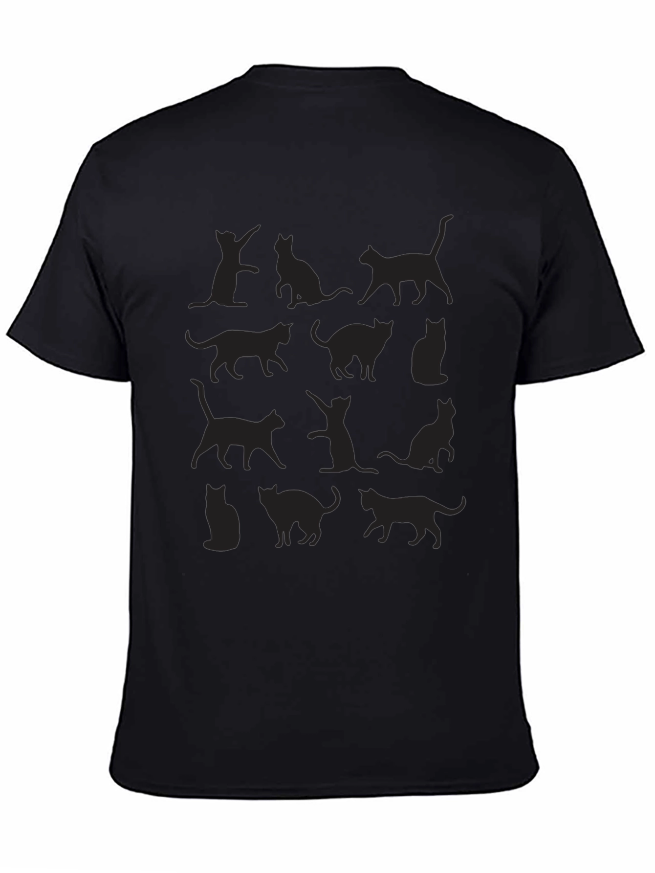 Cat Silhouette T-Shirt - Black Graphic Tee