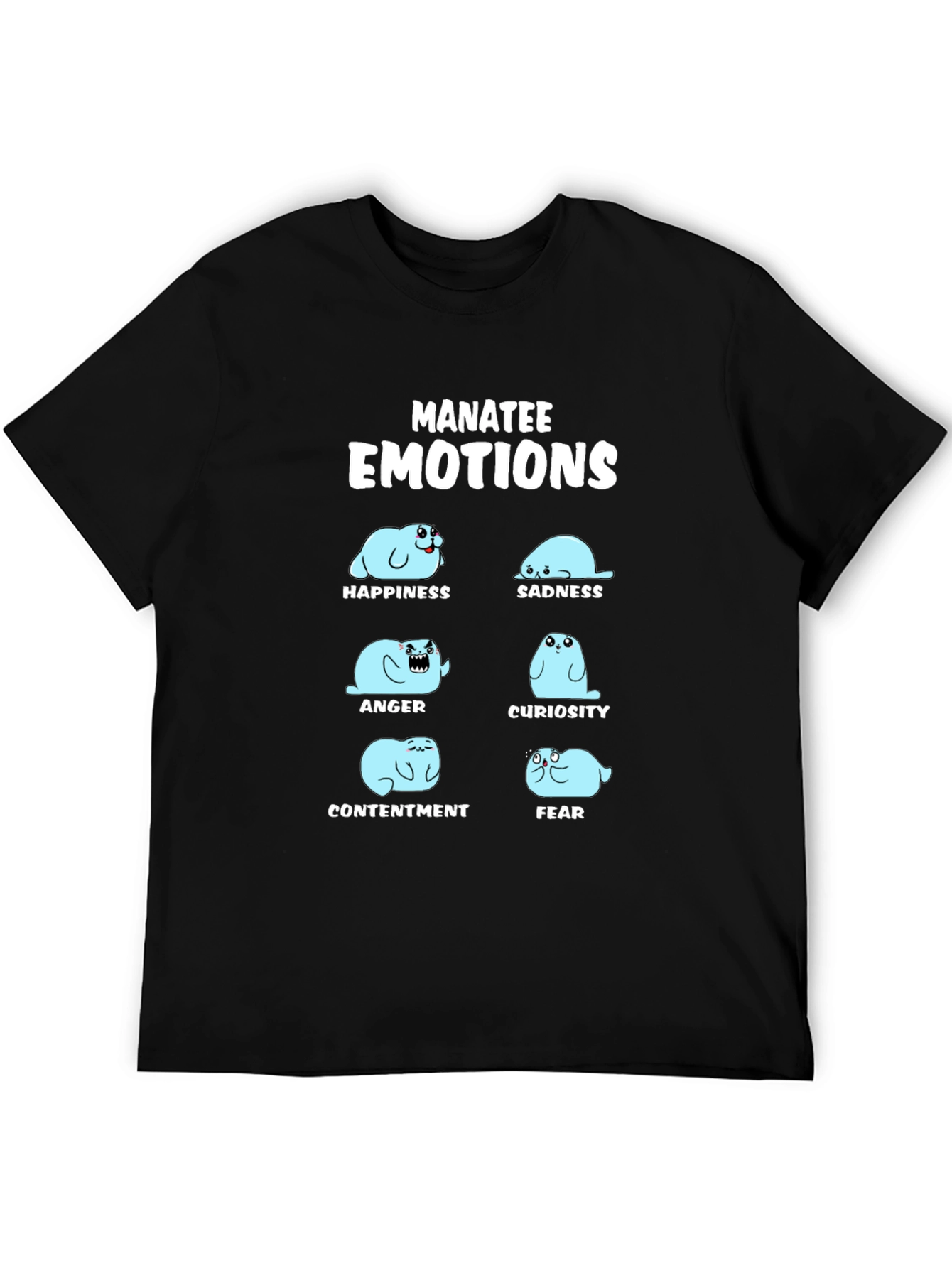 Manatee Emotions Graphic T-Shirt - Black