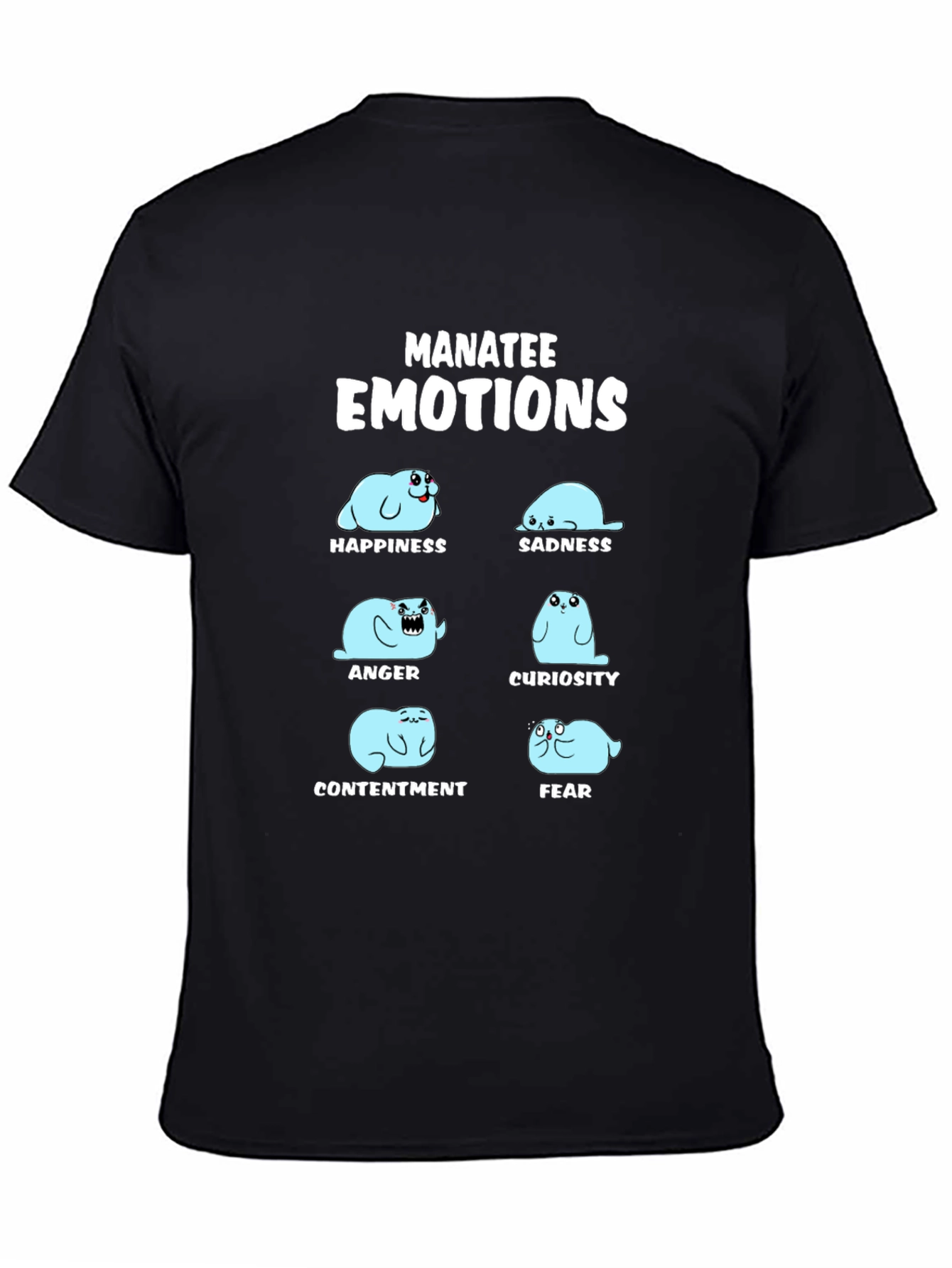 Manatee Emotions Graphic T-Shirt - Black