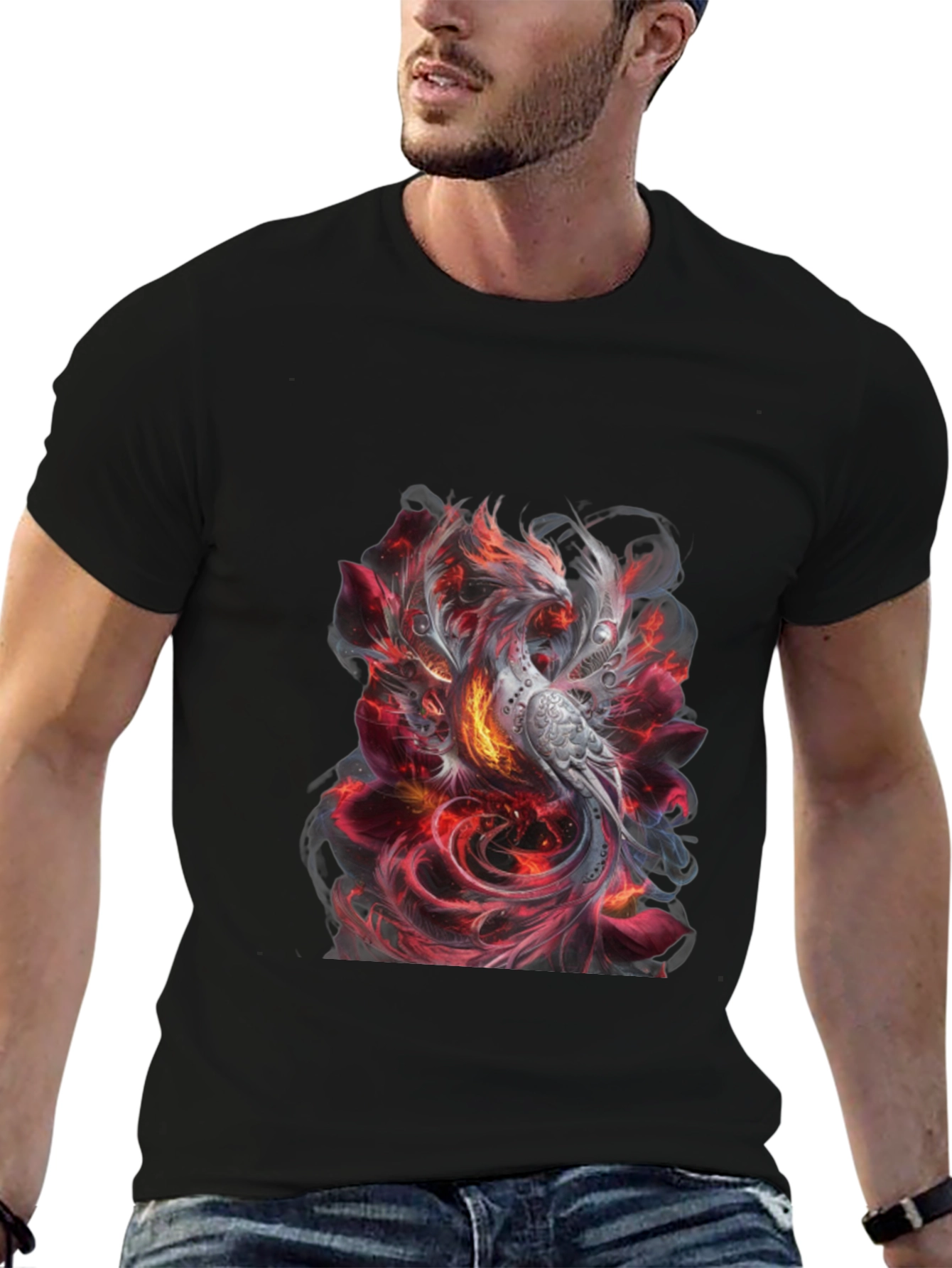 Phoenix Graphic T-Shirt - Stylish Firebird Design