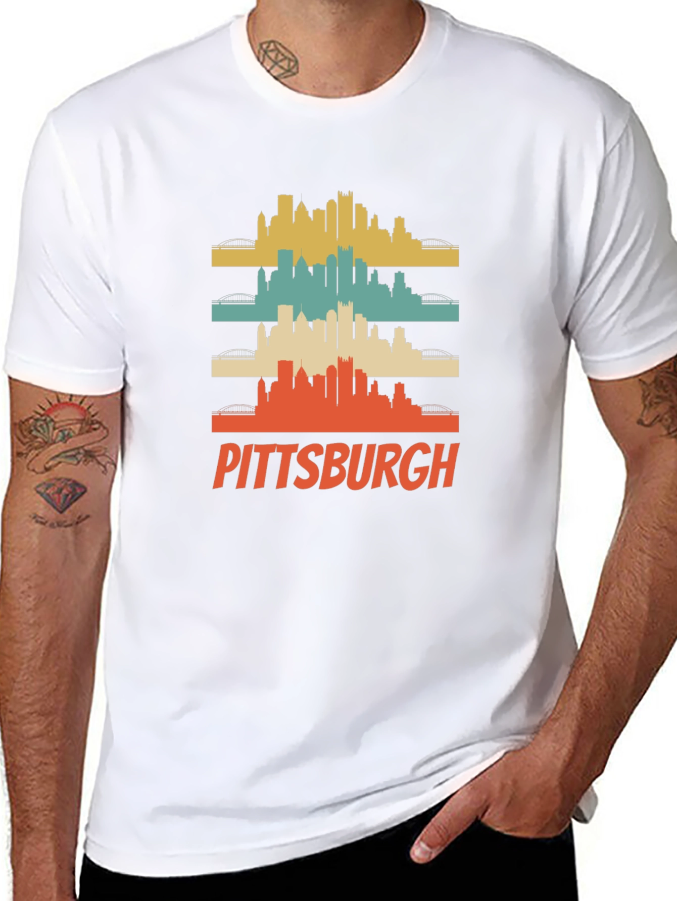Pittsburgh Retro Skyline Graphic T-Shirt