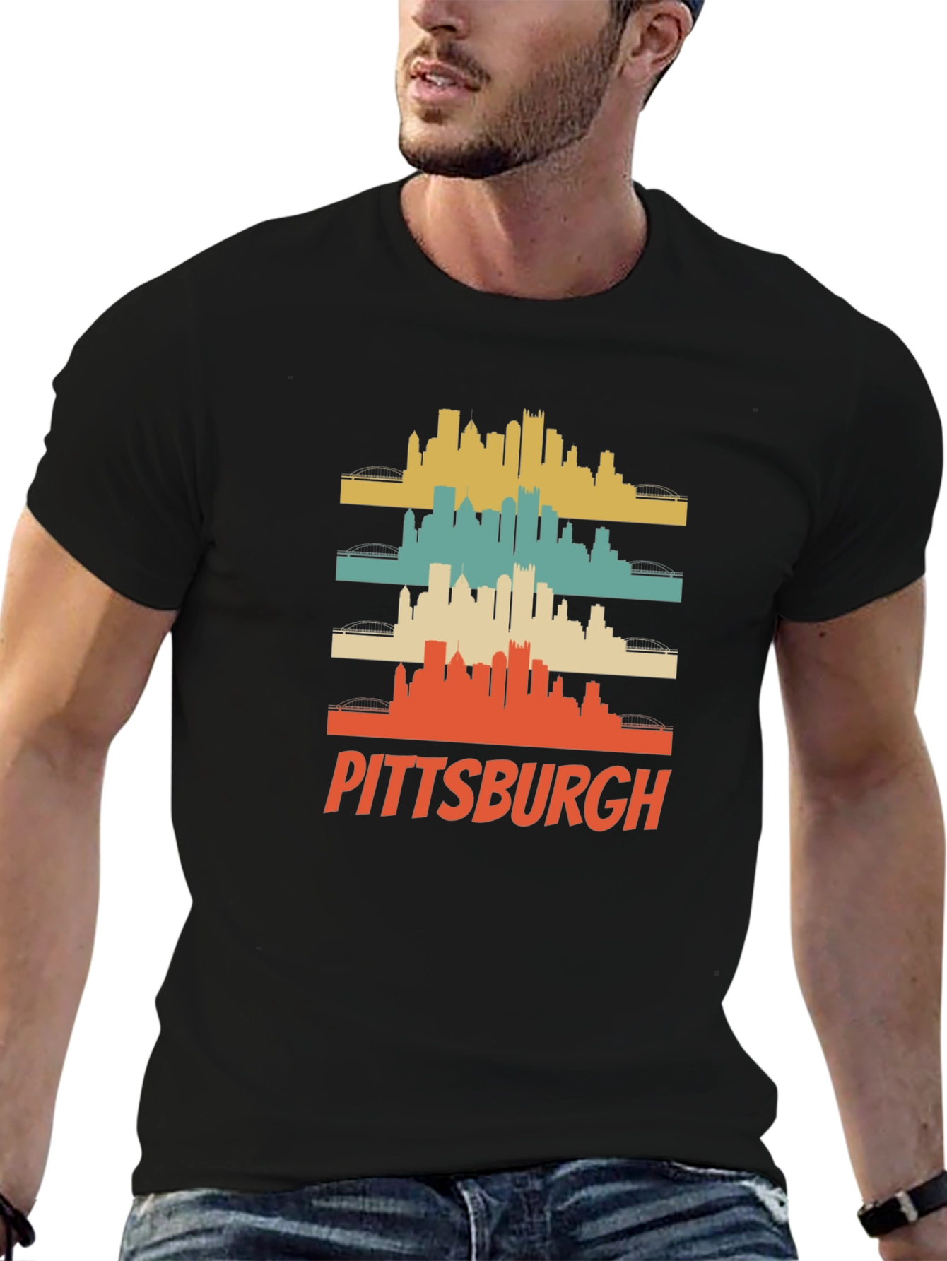 Pittsburgh Retro Skyline Graphic T-Shirt