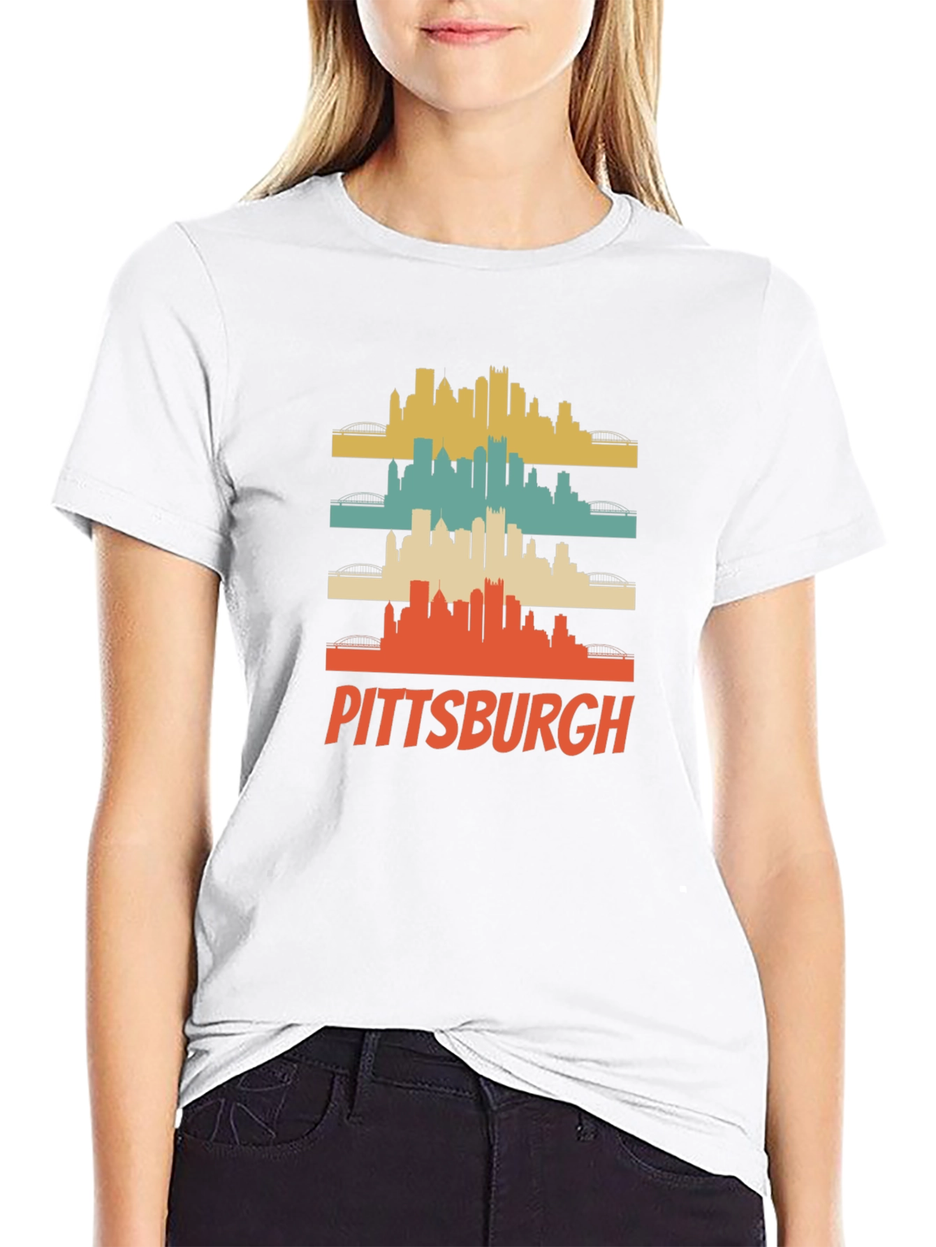 Pittsburgh Retro Skyline Graphic T-Shirt