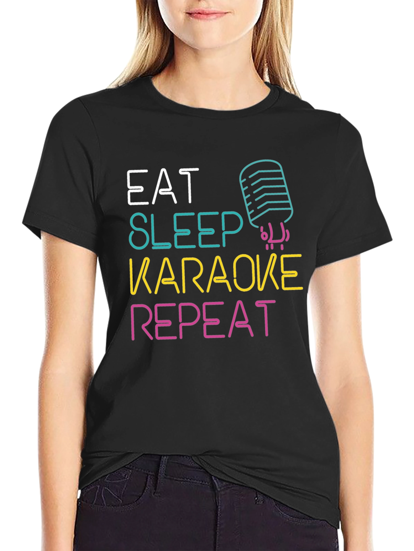 Eat Sleep Karaoke Repeat Graphic Tee