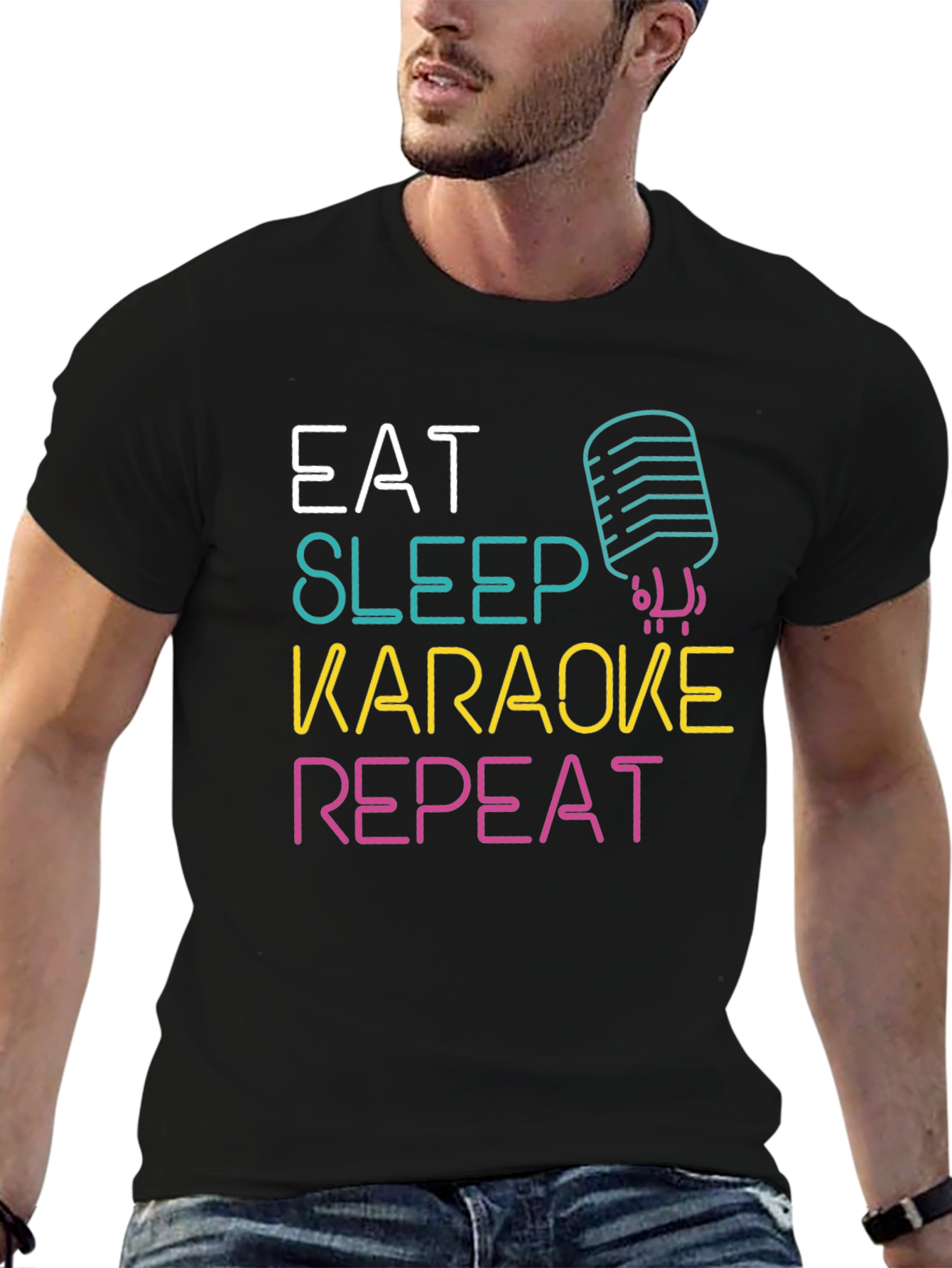 Eat Sleep Karaoke Repeat Graphic Tee