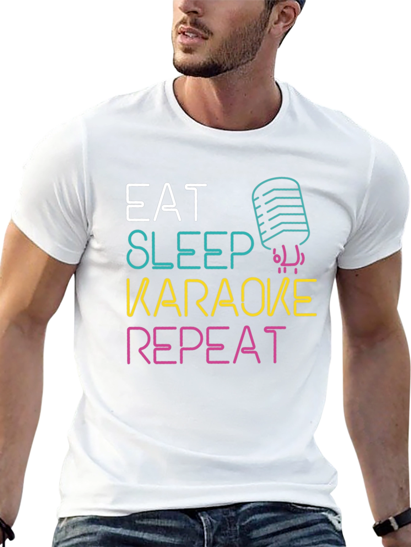 Eat Sleep Karaoke Repeat Graphic Tee