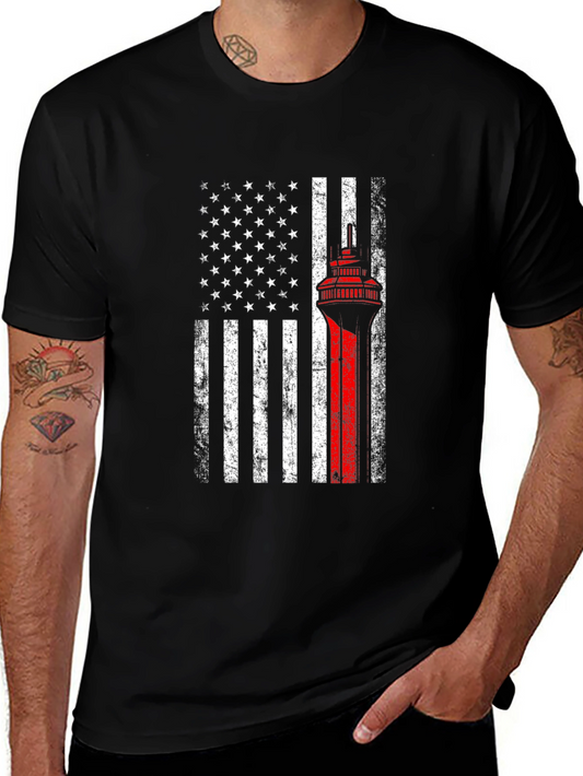 American Flag Firefighter T-Shirt - Thin Red Line