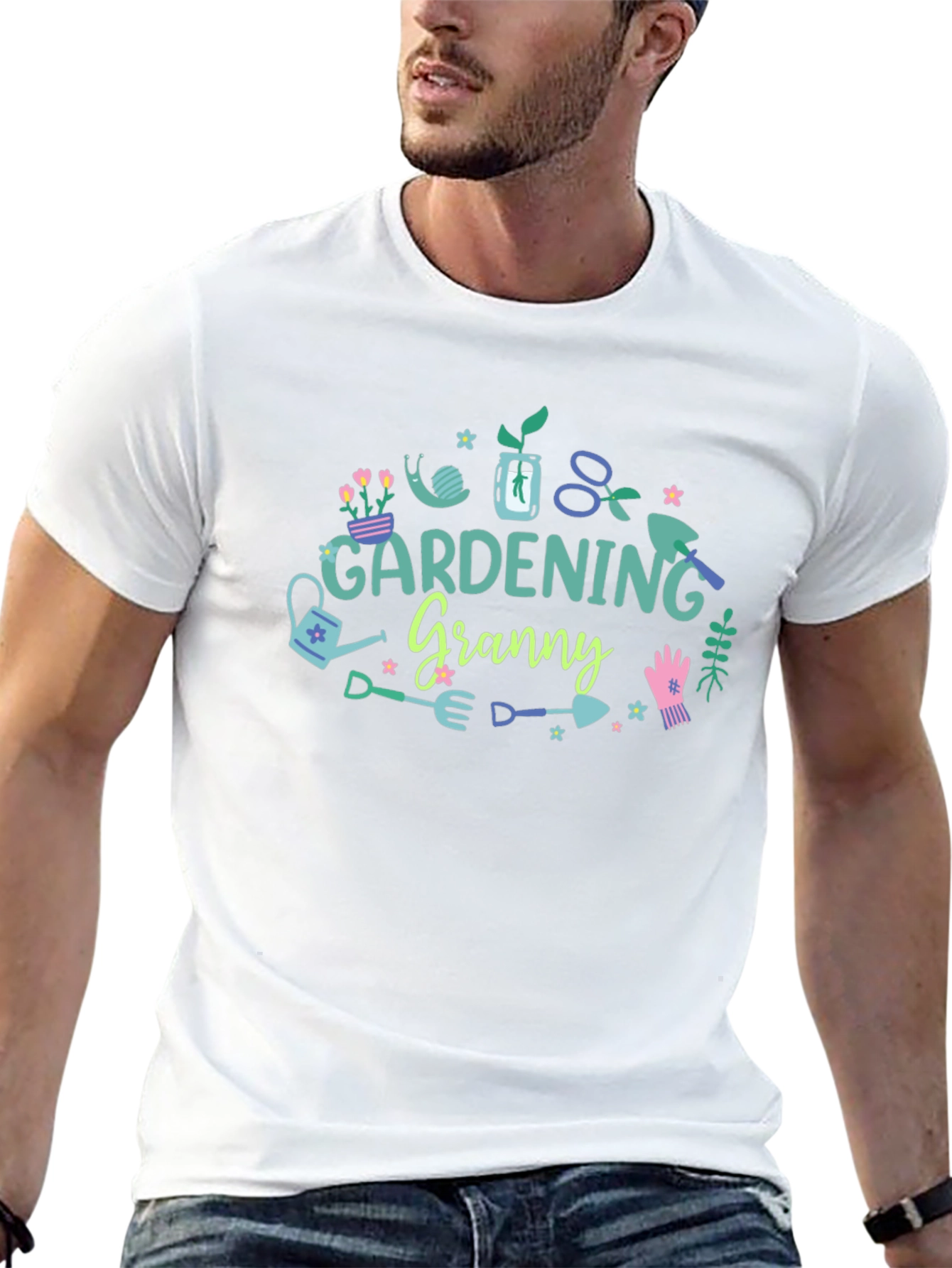 Gardening Granny Black T-Shirt