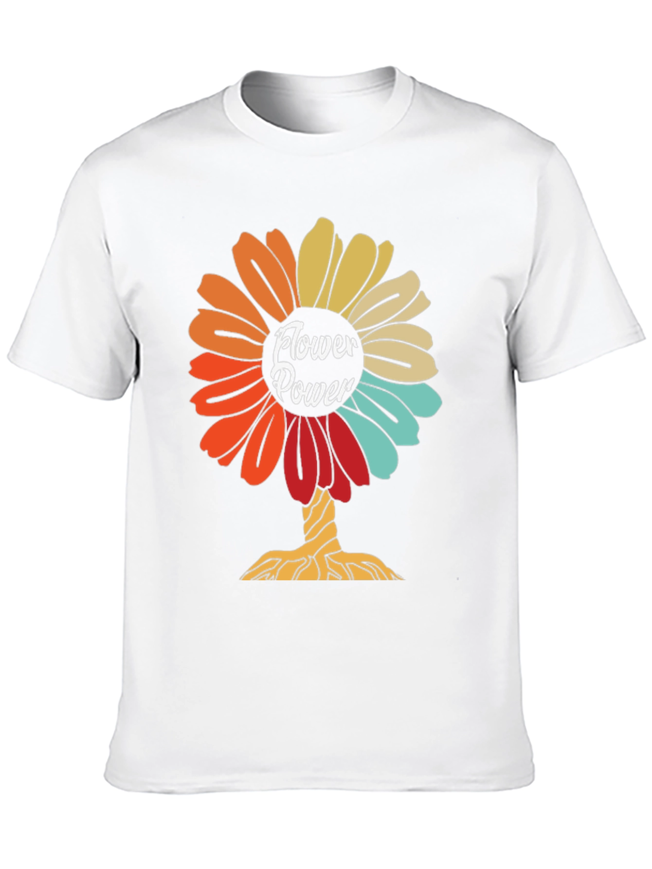 Flower Power Graphic Tee - Retro Design Soft Cotton