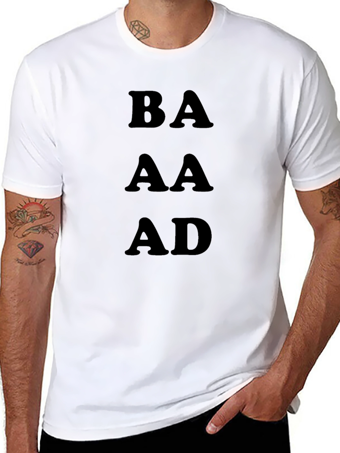 BAAAD Black Graphic Tee - Mens Casual T-Shirt