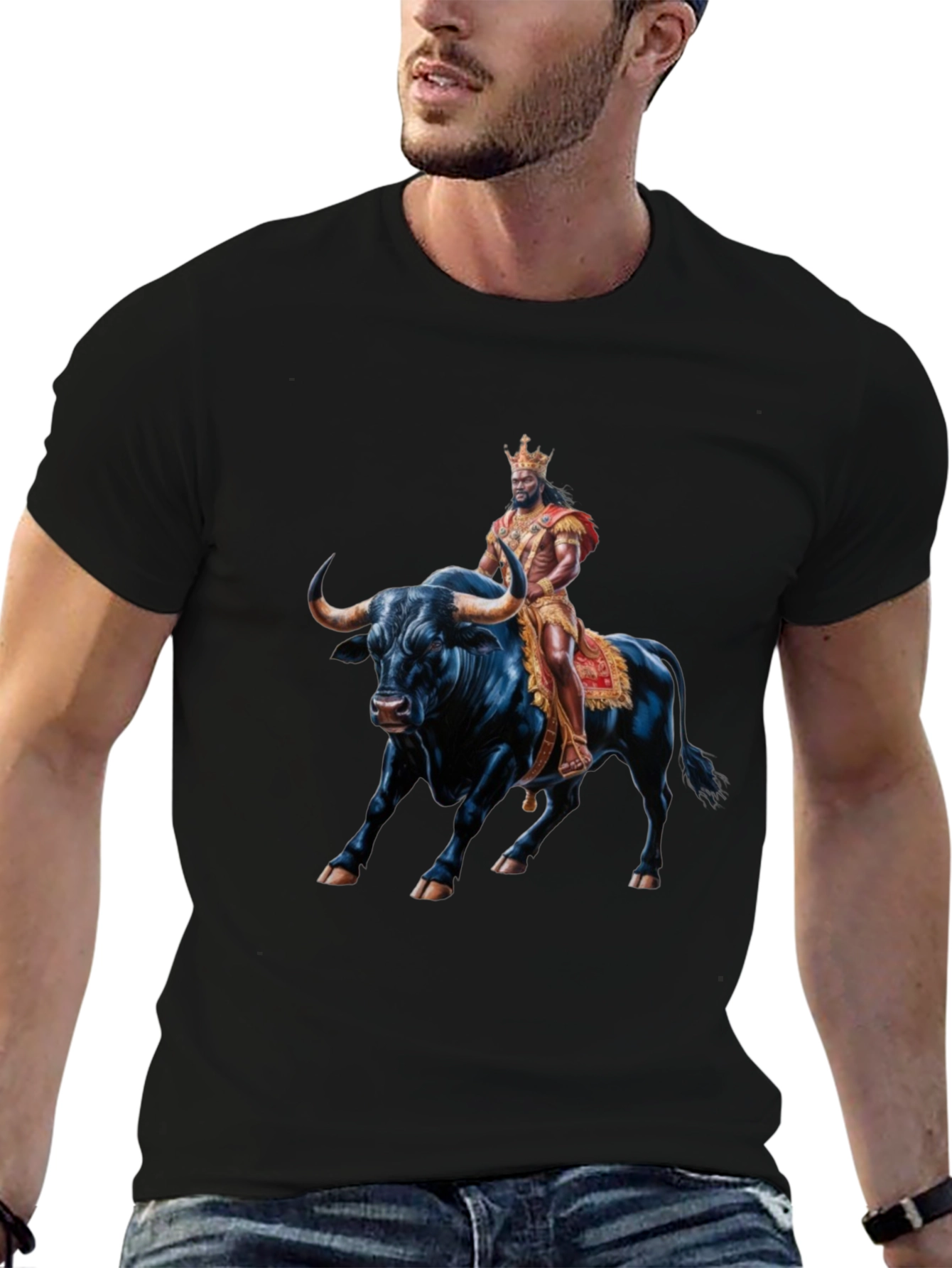 King Riding Bull T-Shirt - Bold Graphic Tee