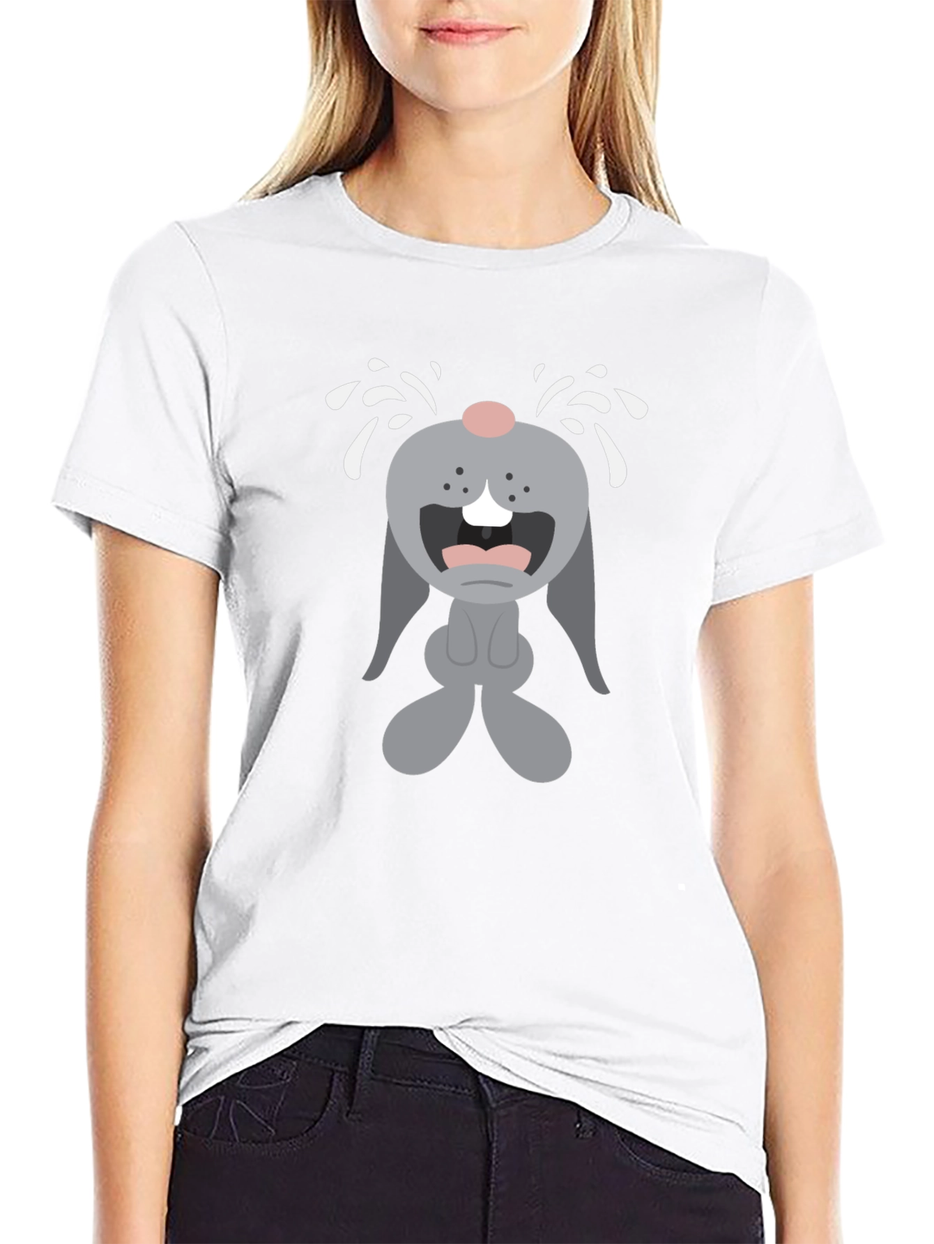 Crybaby Bunny Graphic Tee - Black Cotton T-Shirt
