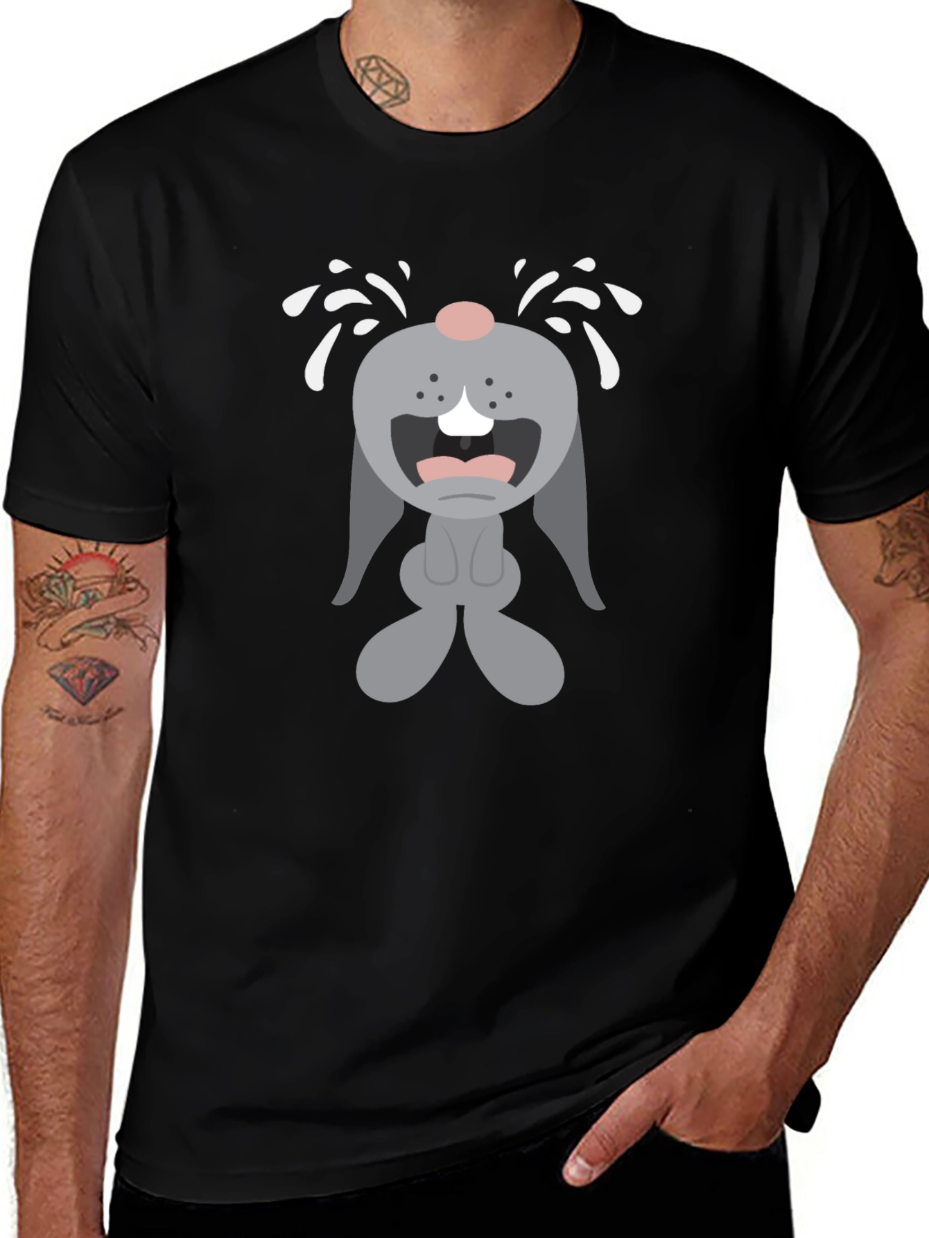 Crybaby Bunny Graphic Tee - Black Cotton T-Shirt