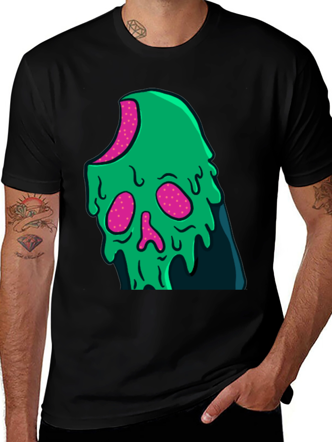 Green Slime Skull Graphic Tee - Cool Casual Style