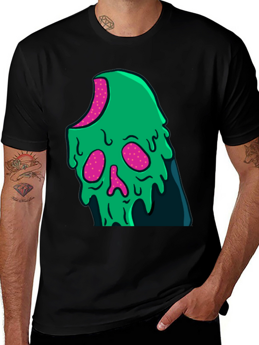 Green Slime Skull Graphic Tee - Cool Casual Style