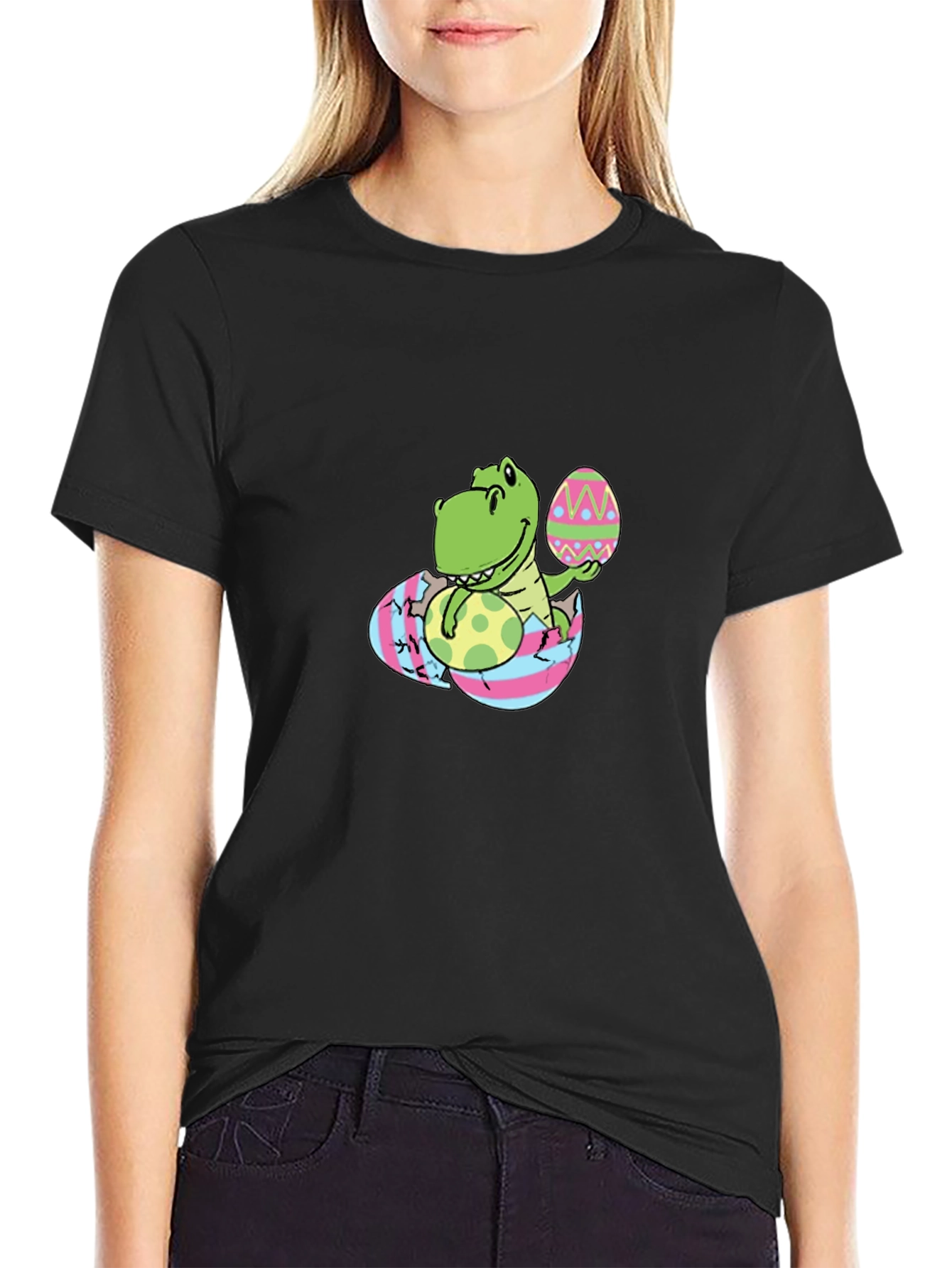 Easter Dino T-Shirt - Cute Dinosaur with Egg
