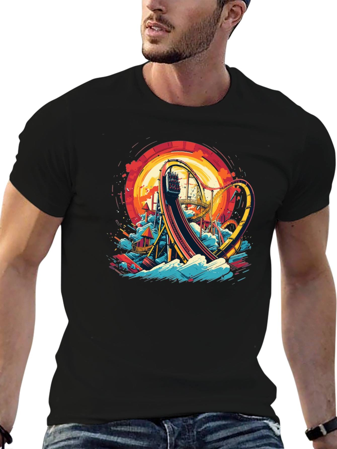 Roller Coaster Graphic Tee - Thrill Ride Design