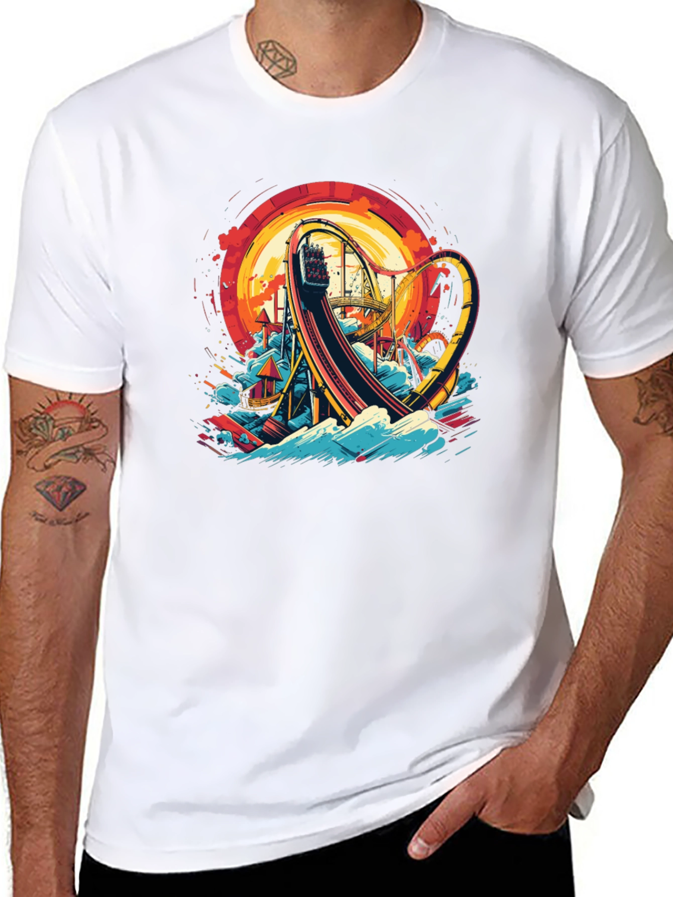 Roller Coaster Graphic Tee - Thrill Ride Design