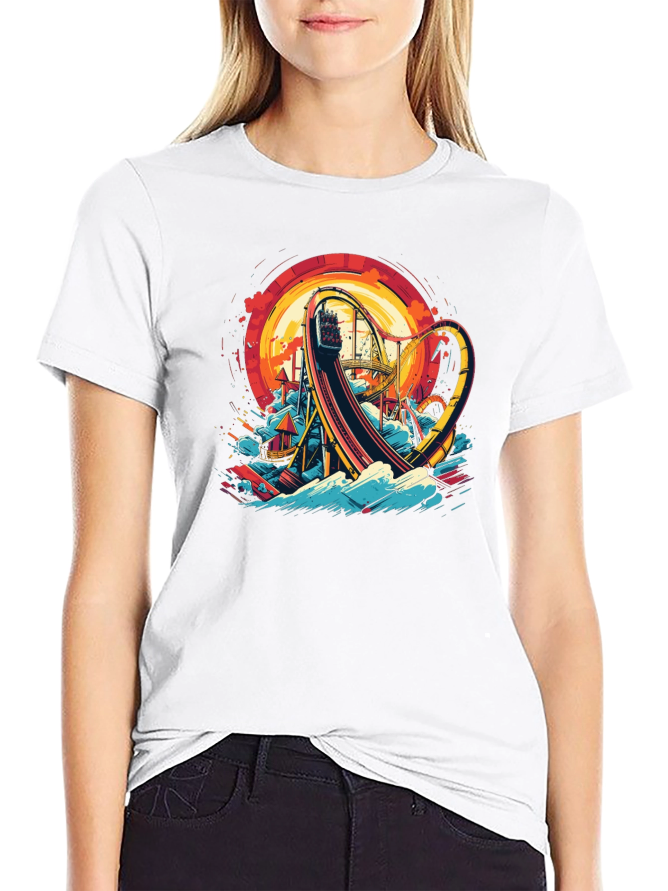 Roller Coaster Graphic Tee - Thrill Ride Design