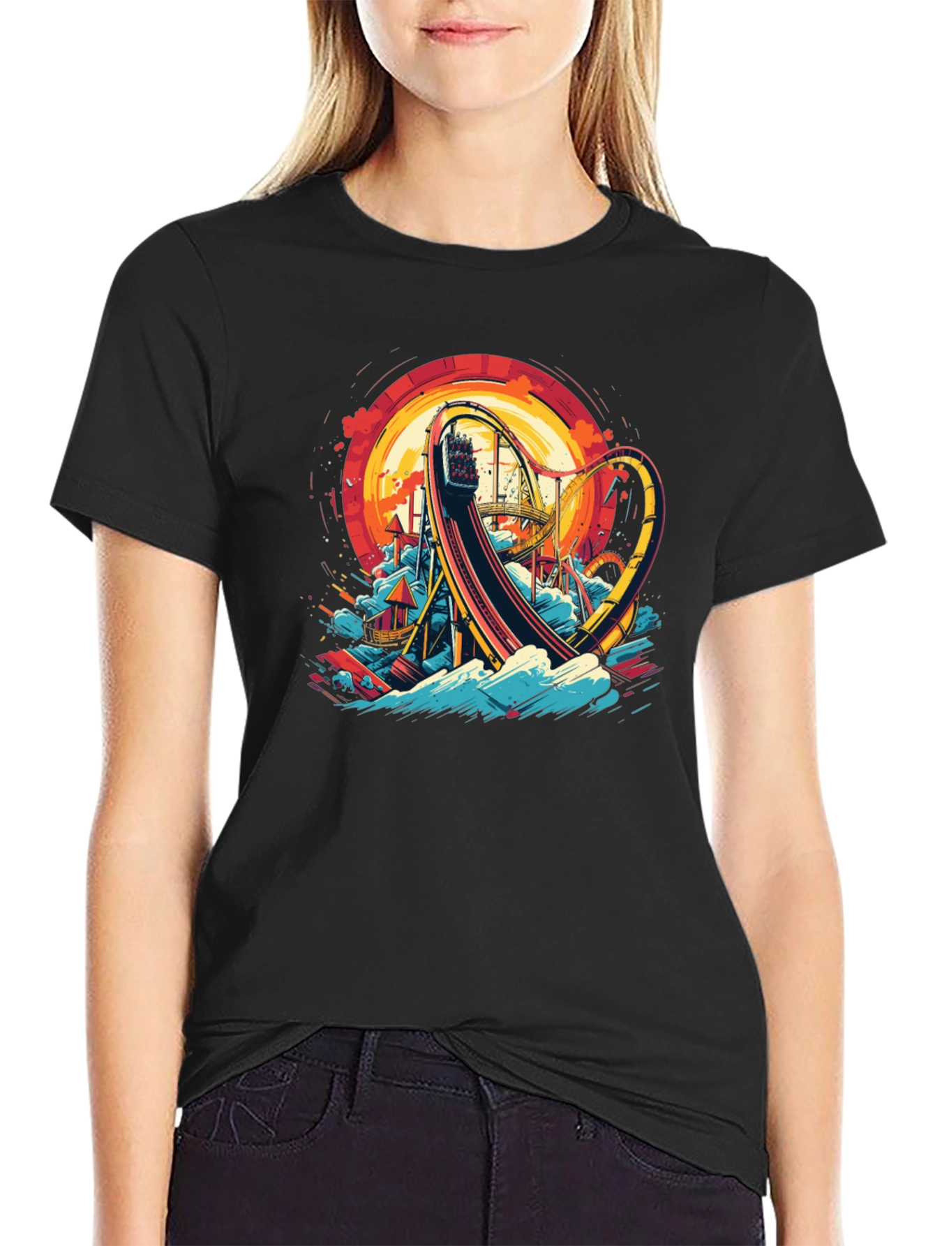 Roller Coaster Graphic Tee - Thrill Ride Design