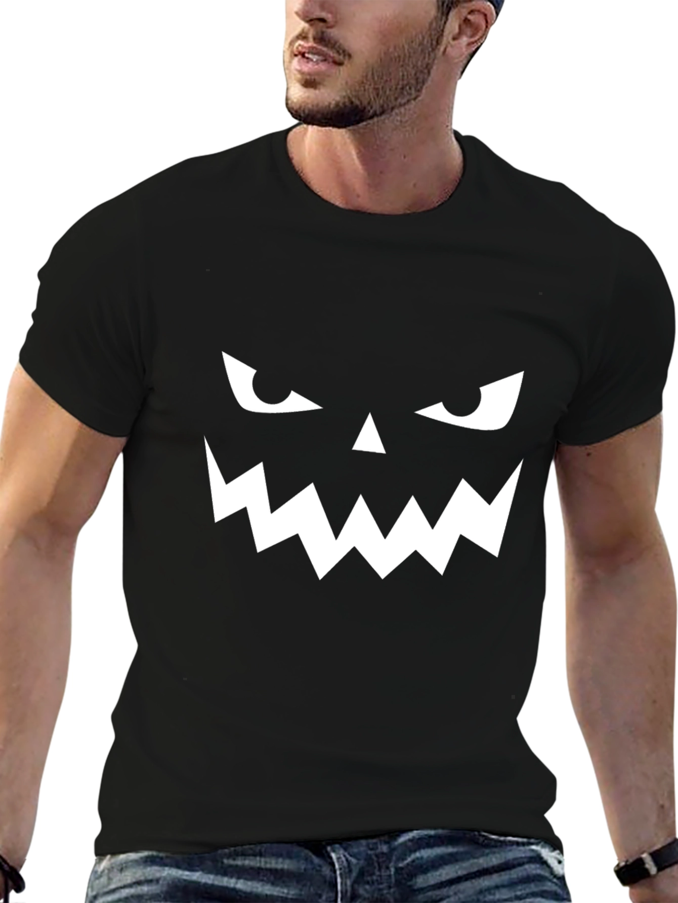 Spooky Halloween Face Graphic T-Shirt