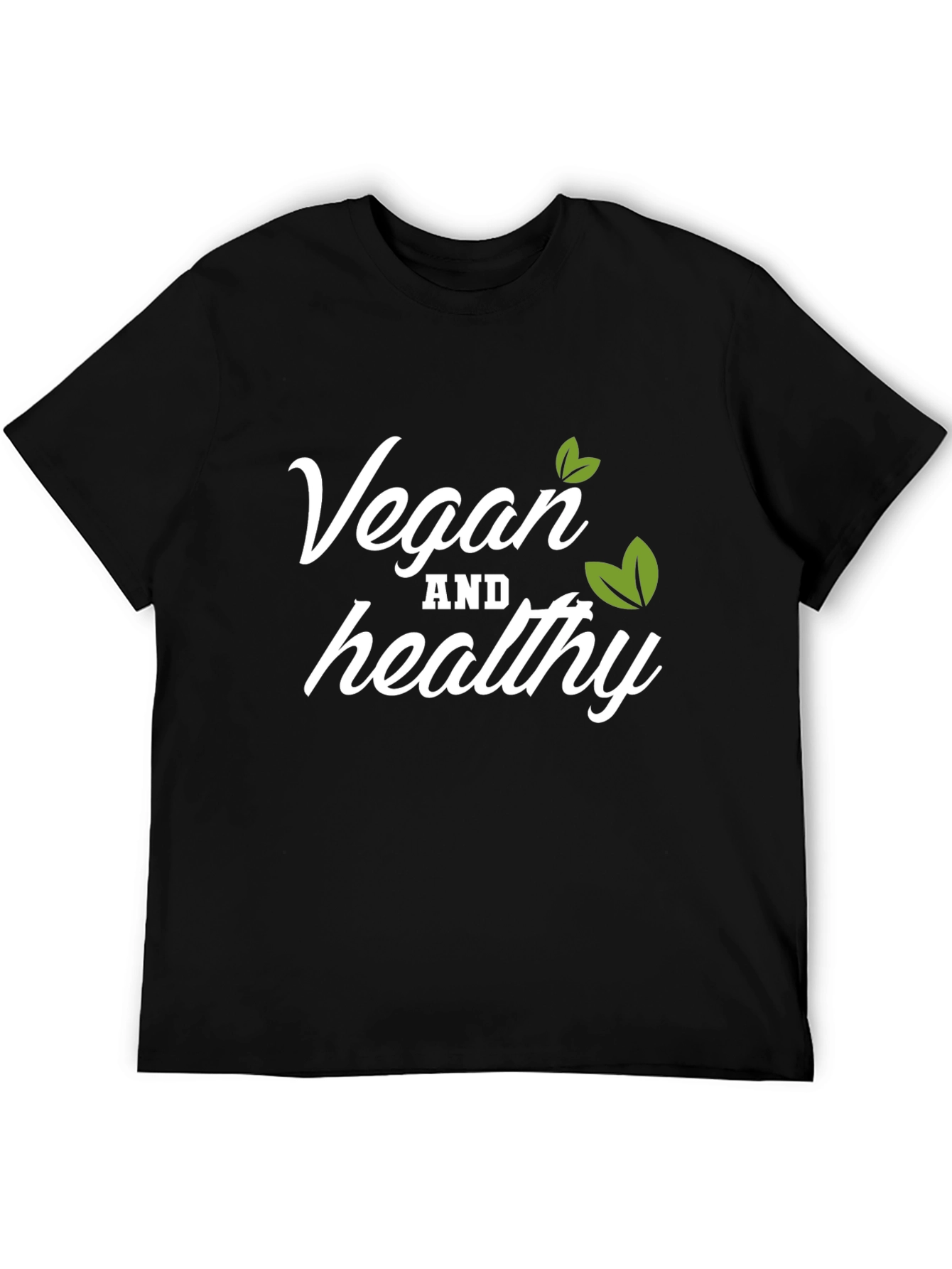 Vegan and Healthy T-Shirt Black Crew Neck