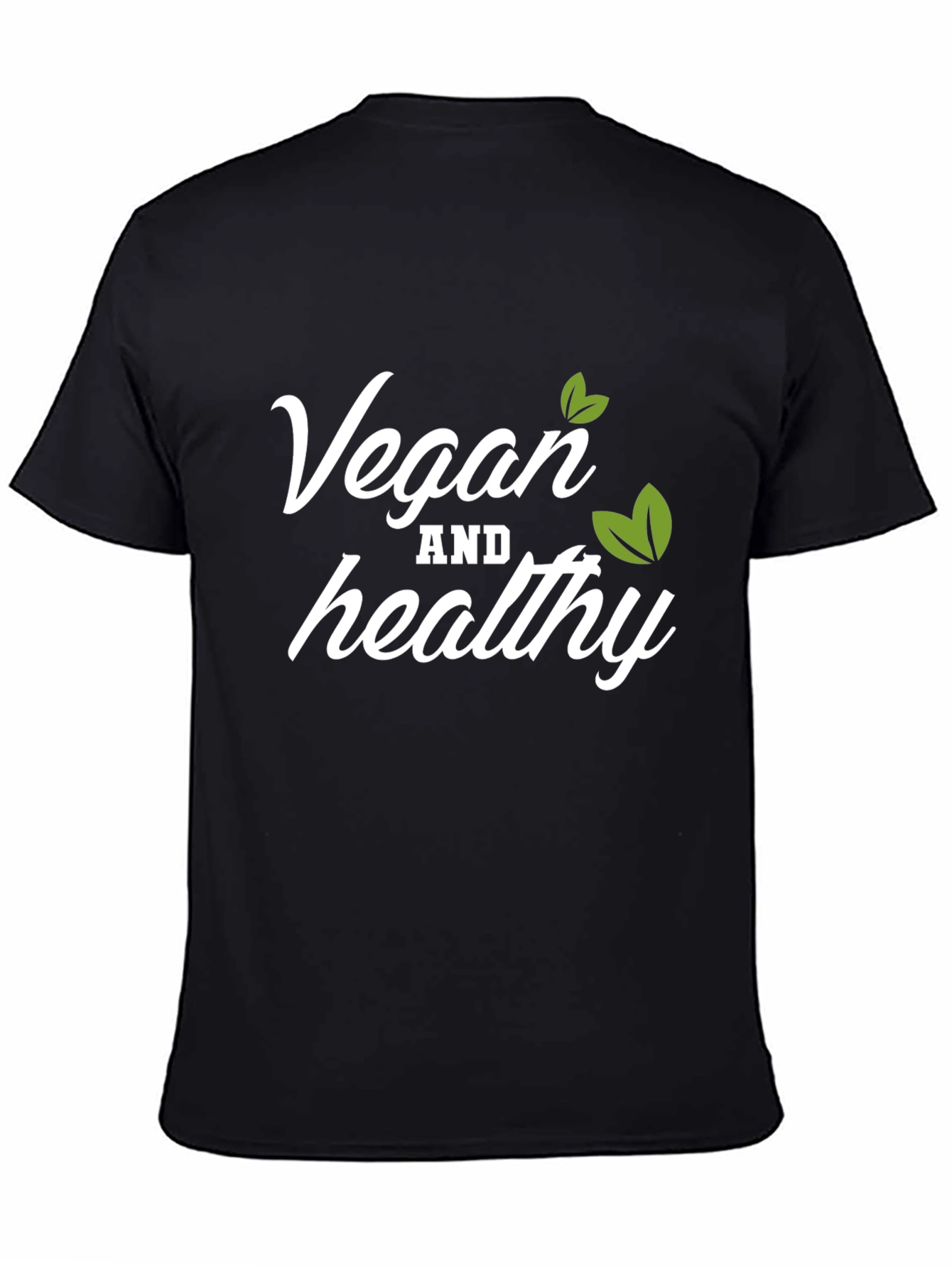 Vegan and Healthy T-Shirt Black Crew Neck
