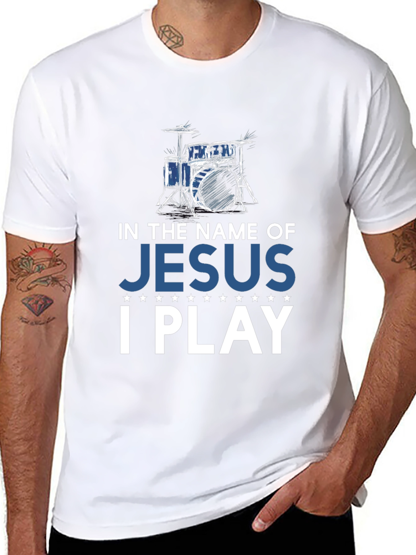 In the Name of Jesus I Play Drummer T-Shirt