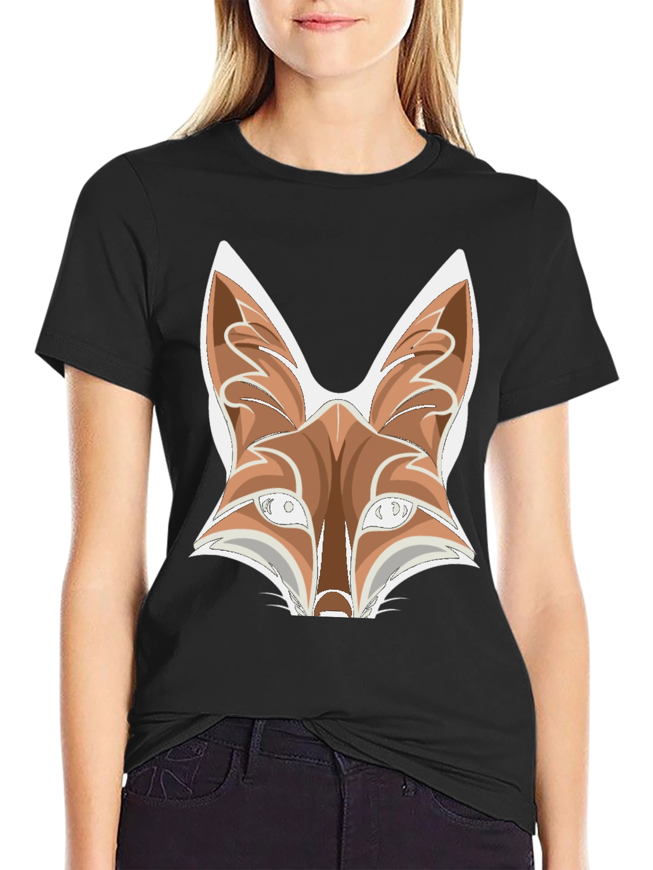 Fox Graphic Tee - Black Cotton Blend T-Shirt