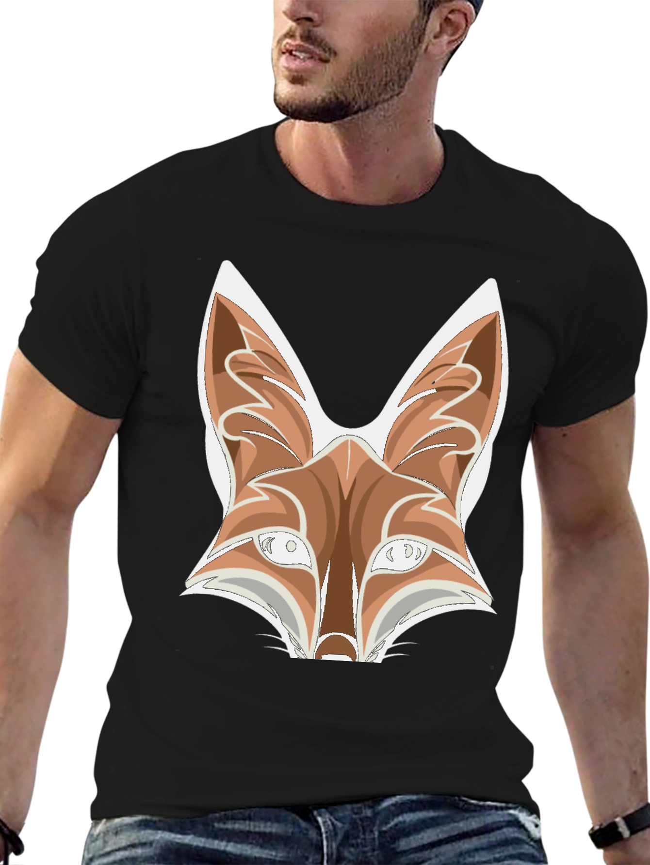 Fox Graphic Tee - Black Cotton Blend T-Shirt