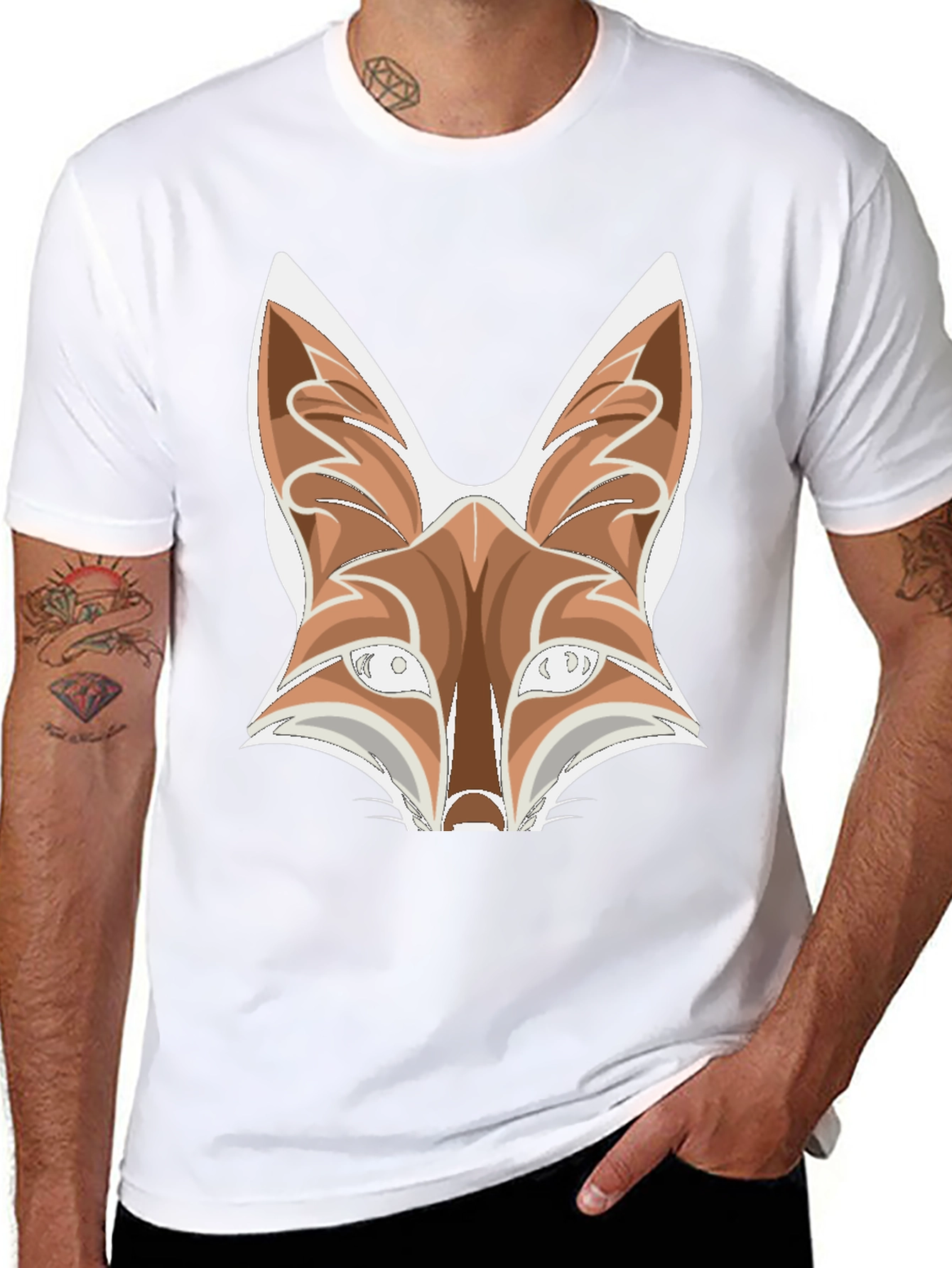 Fox Graphic Tee - Black Cotton Blend T-Shirt