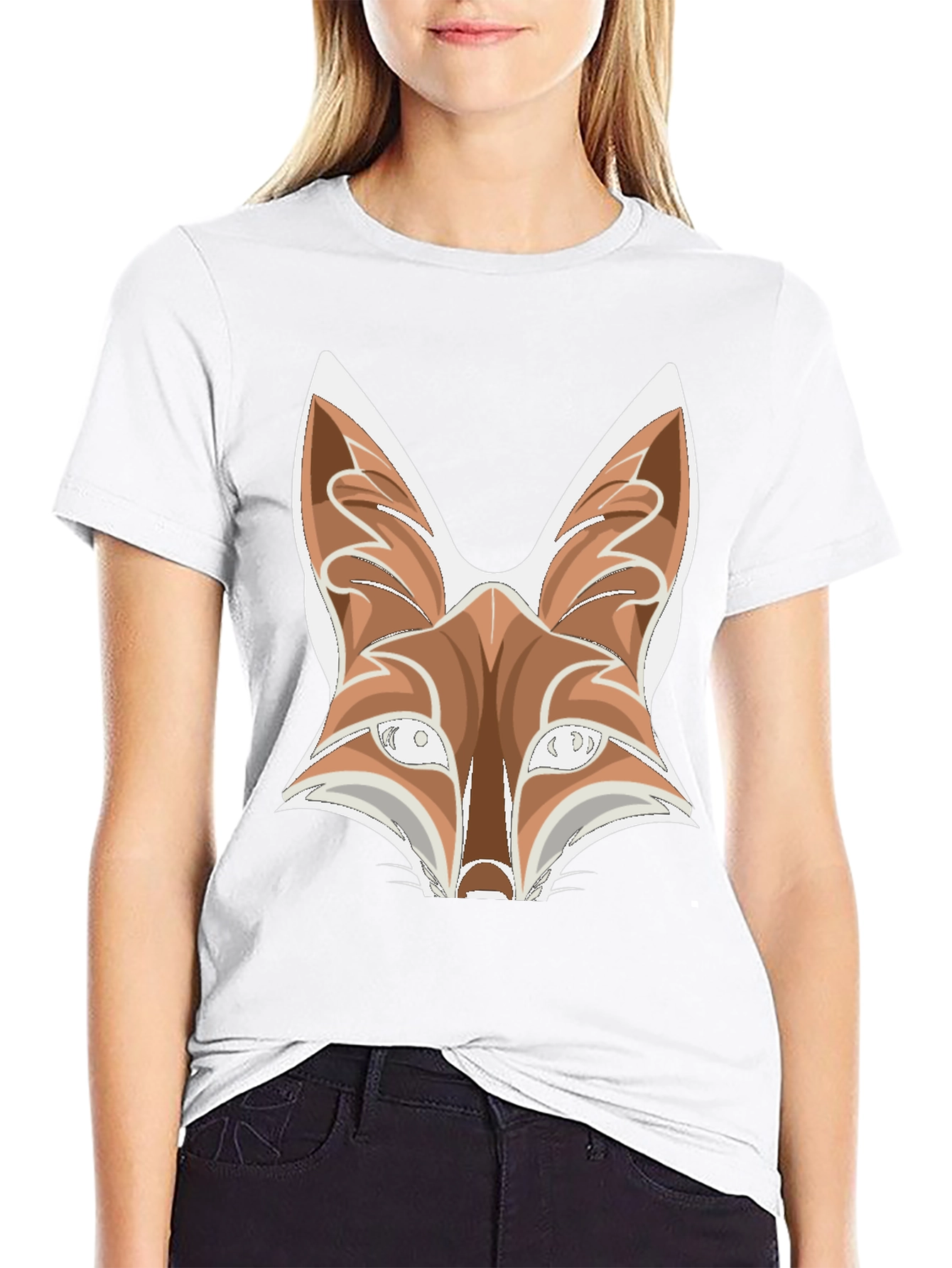 Fox Graphic Tee - Black Cotton Blend T-Shirt