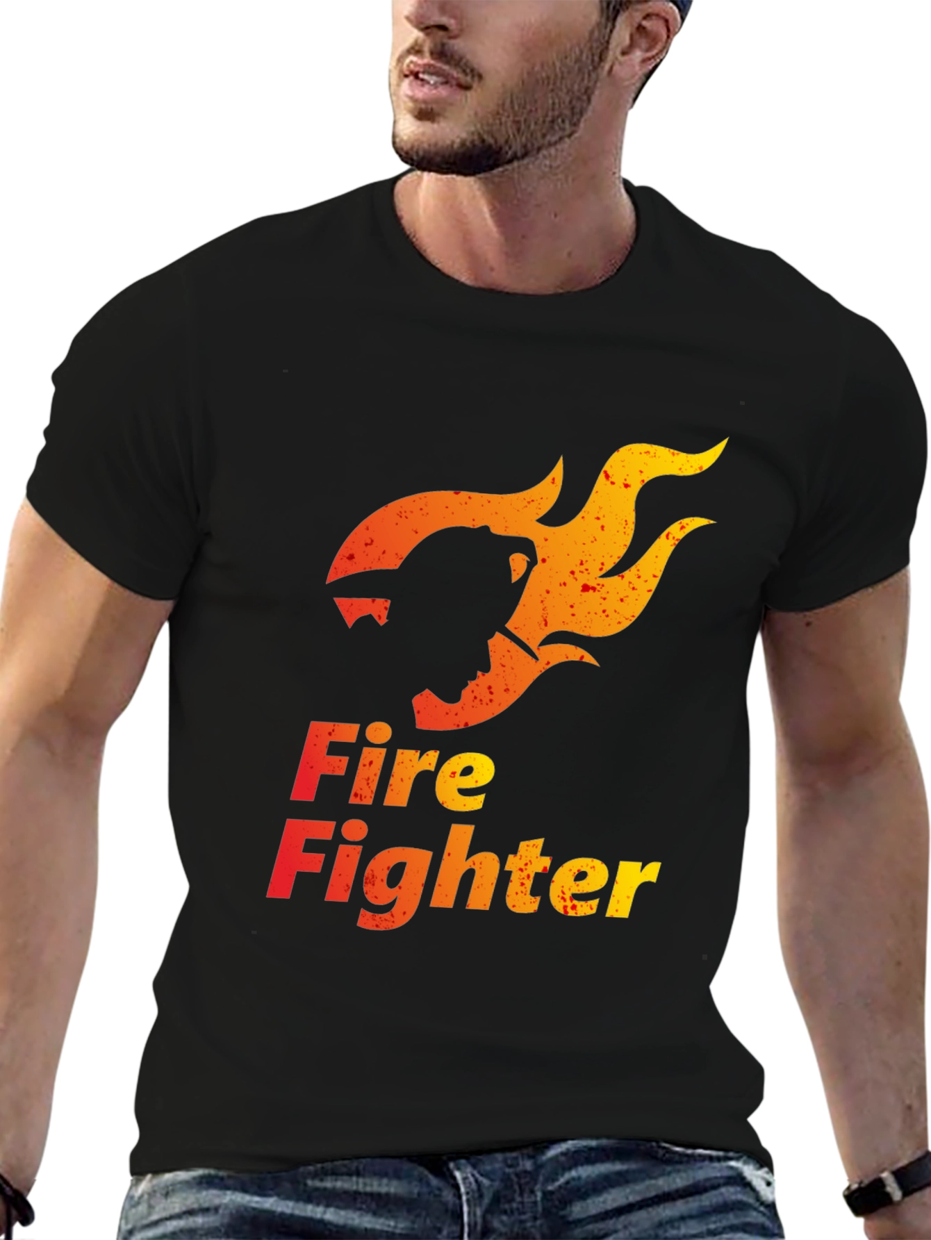 Firefighter Graphic Tee - Stylish Black Cotton T-Shirt