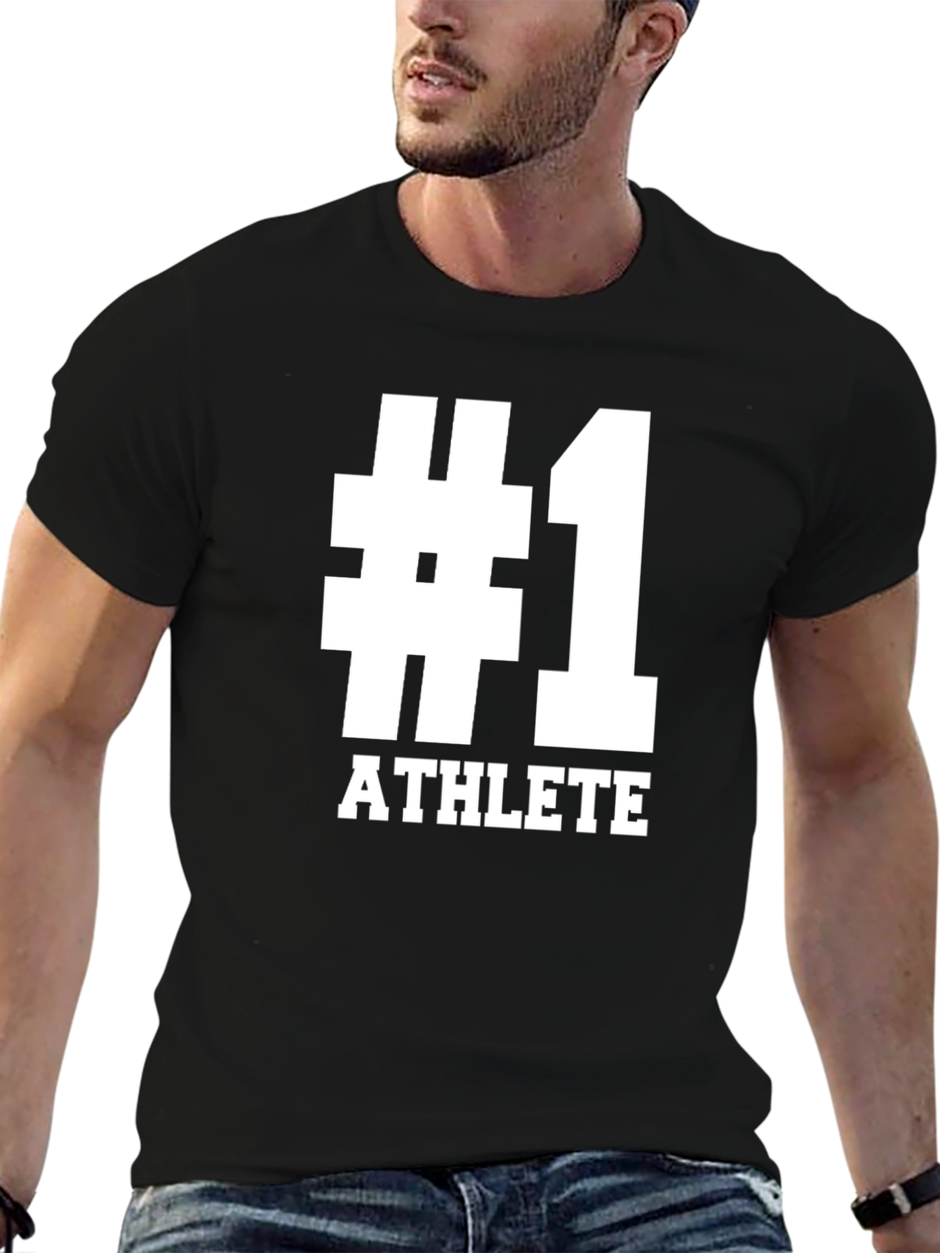 Number One Athlete Graphic Tee - Black