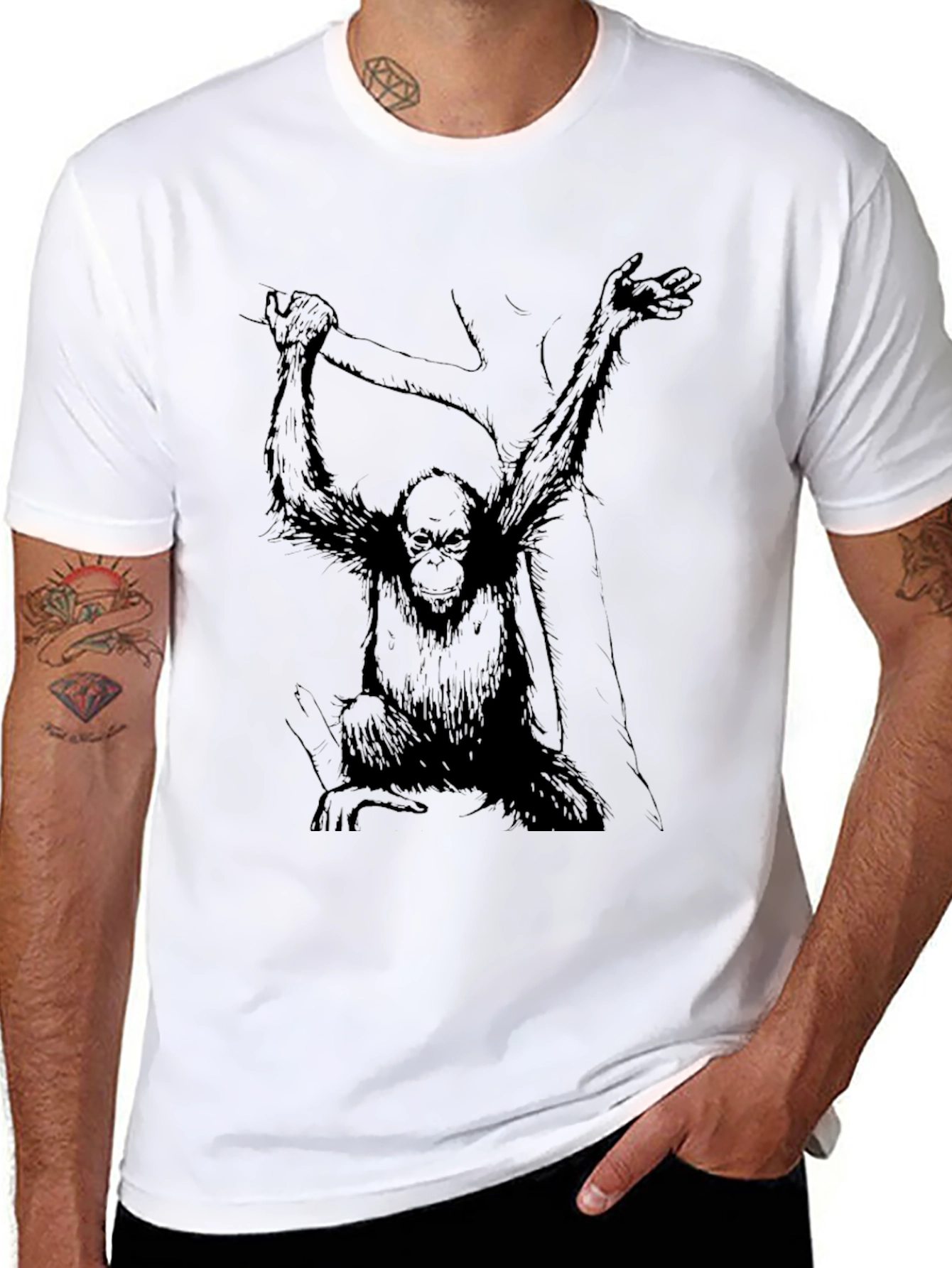 Monkey Graphic Black Tee - Urban Style