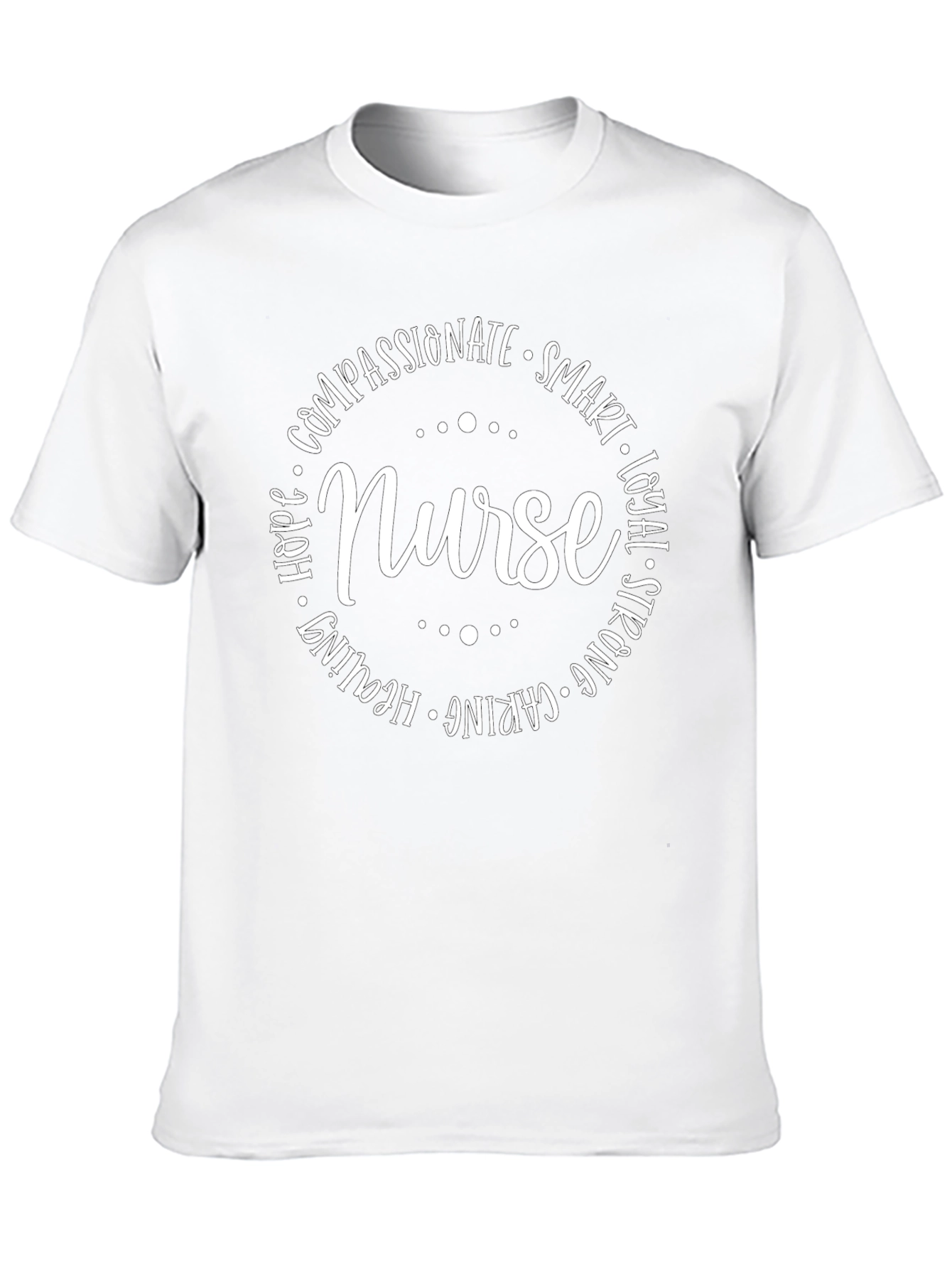 Nurse Word Art T-Shirt - Compassionate Caring Strong