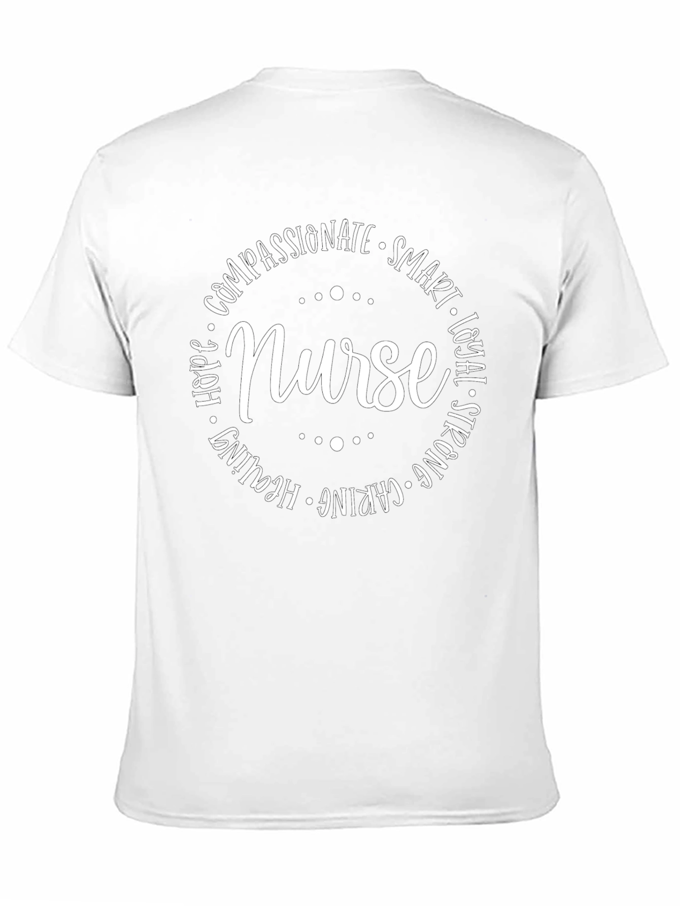 Nurse Word Art T-Shirt - Compassionate Caring Strong