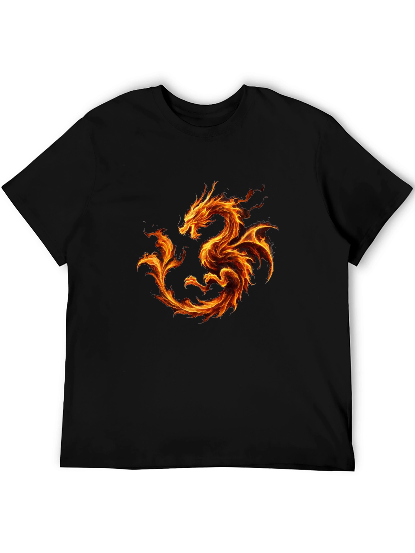 Fiery Dragon Graphic Black T-Shirt