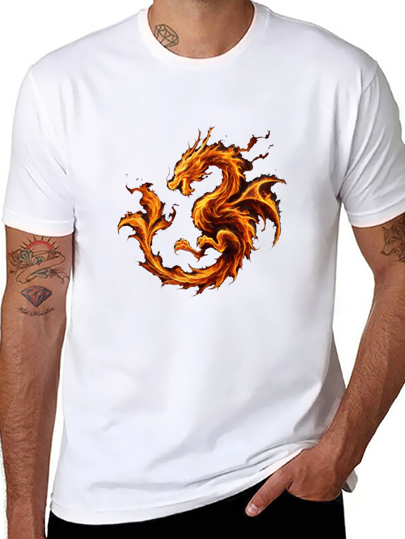 Fiery Dragon Graphic Black T-Shirt