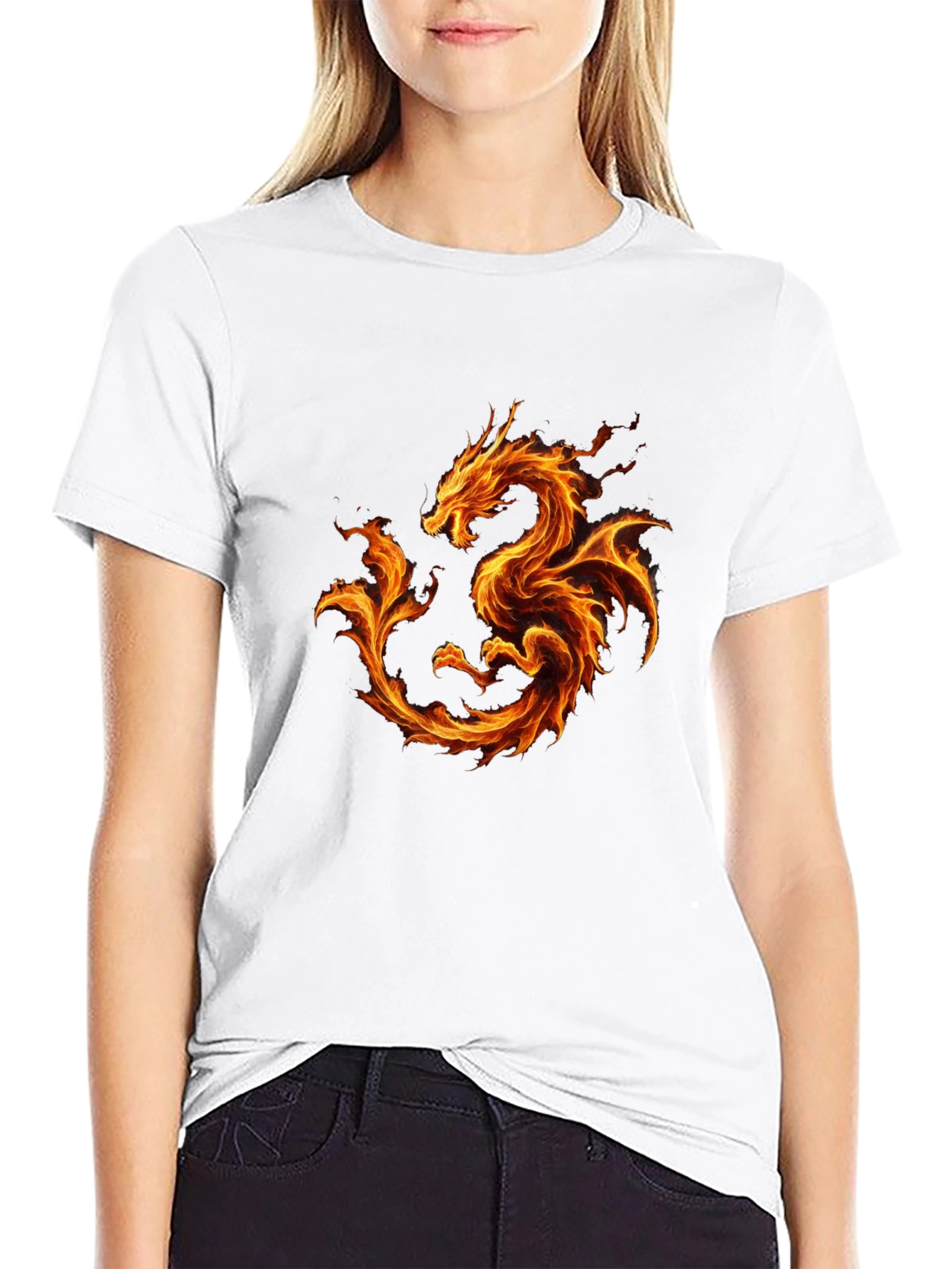 Fiery Dragon Graphic Black T-Shirt