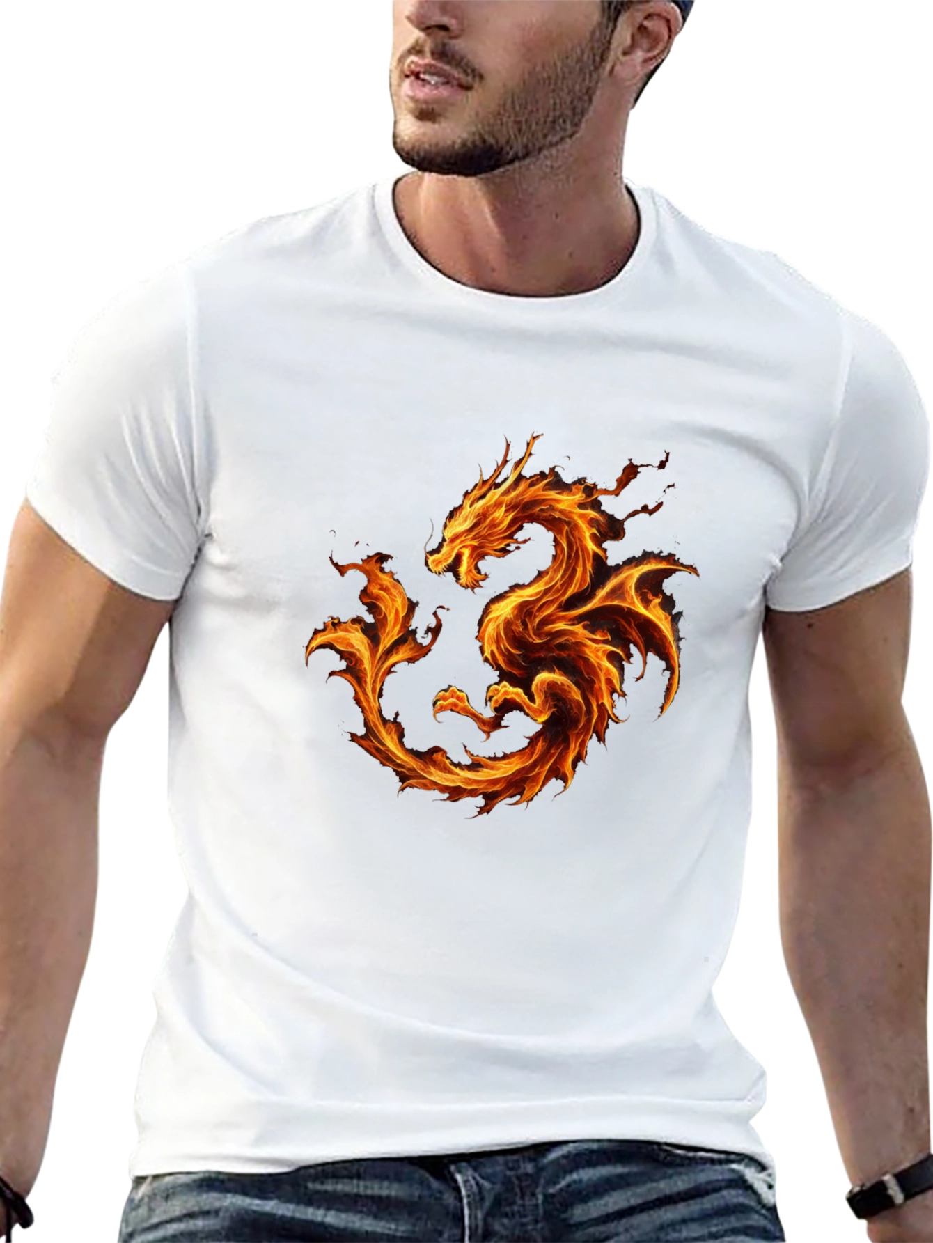 Fiery Dragon Graphic Black T-Shirt