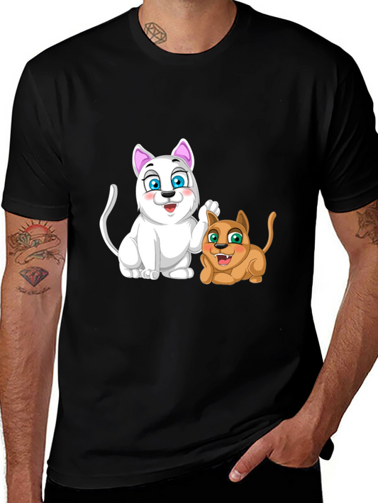 Cartoon Cats Black T-Shirt