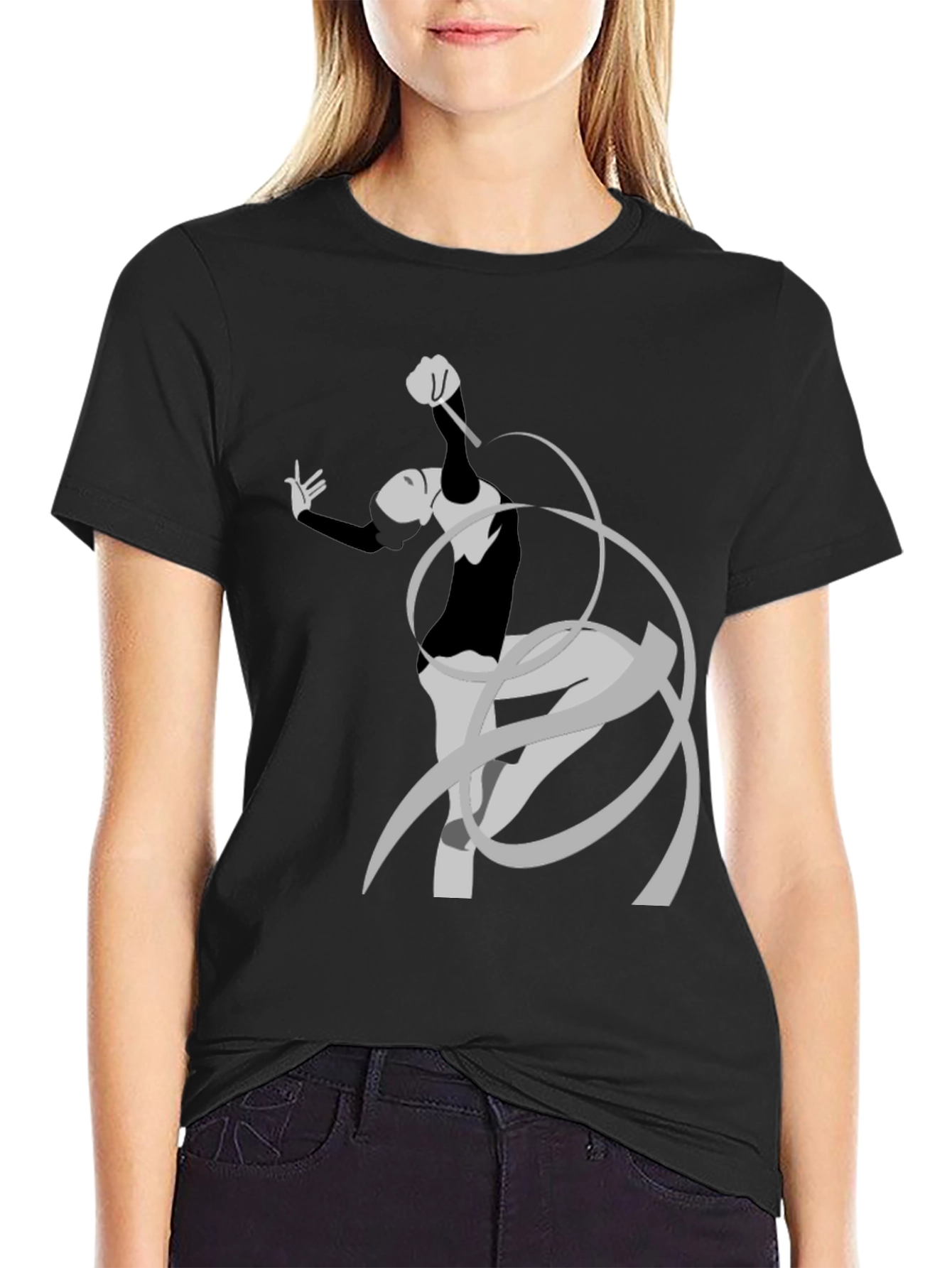 Rhythmic Gymnast Graphic Tee - Black Cotton Comfort