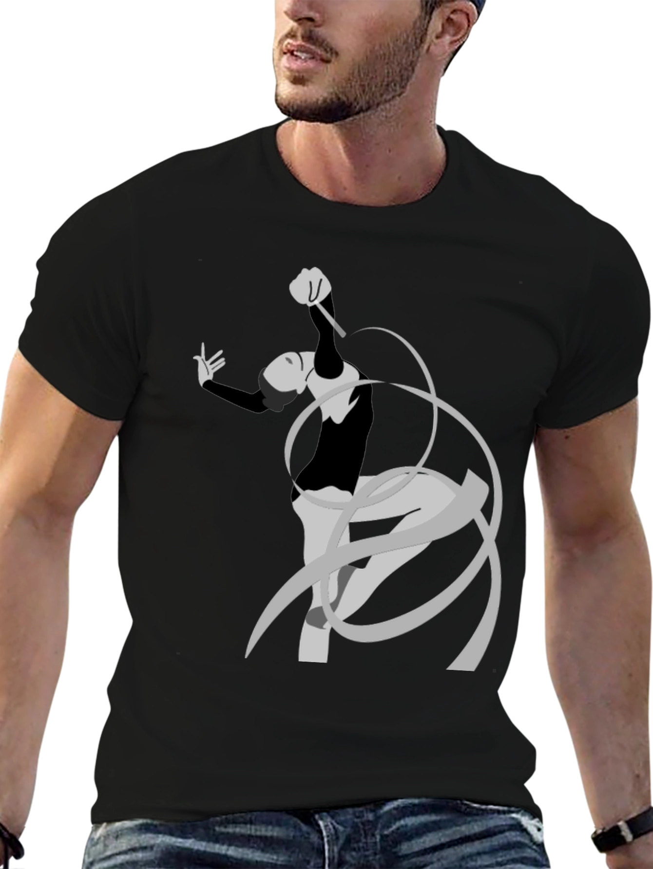 Rhythmic Gymnast Graphic Tee - Black Cotton Comfort