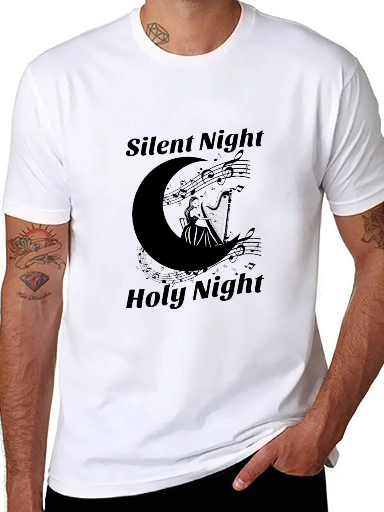 Silent Night Holy Night Harpist T-Shirt