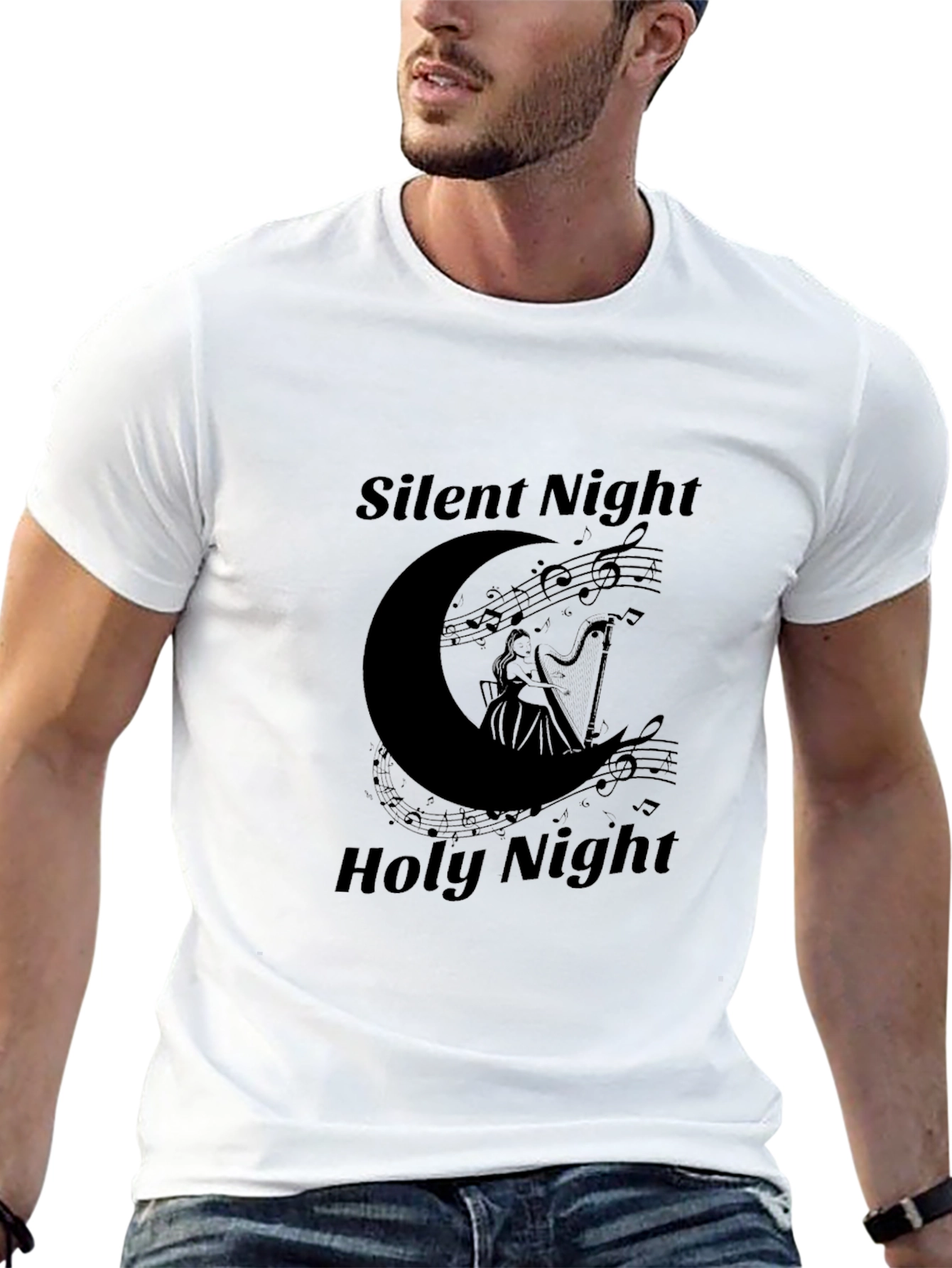 Silent Night Holy Night Harpist T-Shirt